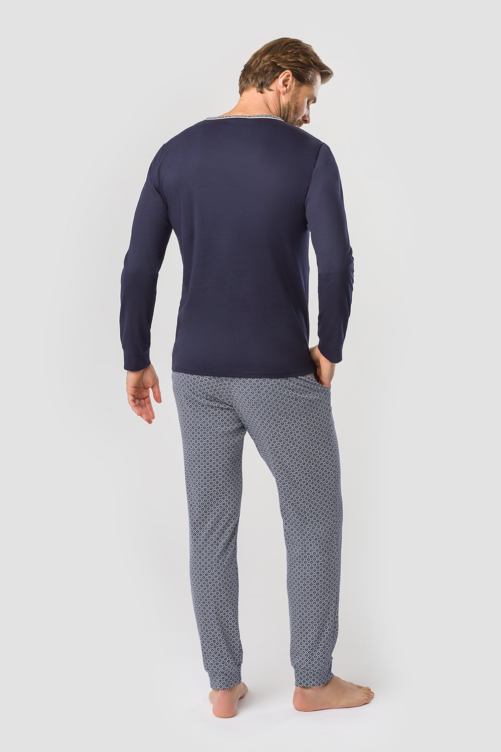 r-sch-be-happy-herren-pyjama-lang-blau-minimalprint-gr-50 image 3
