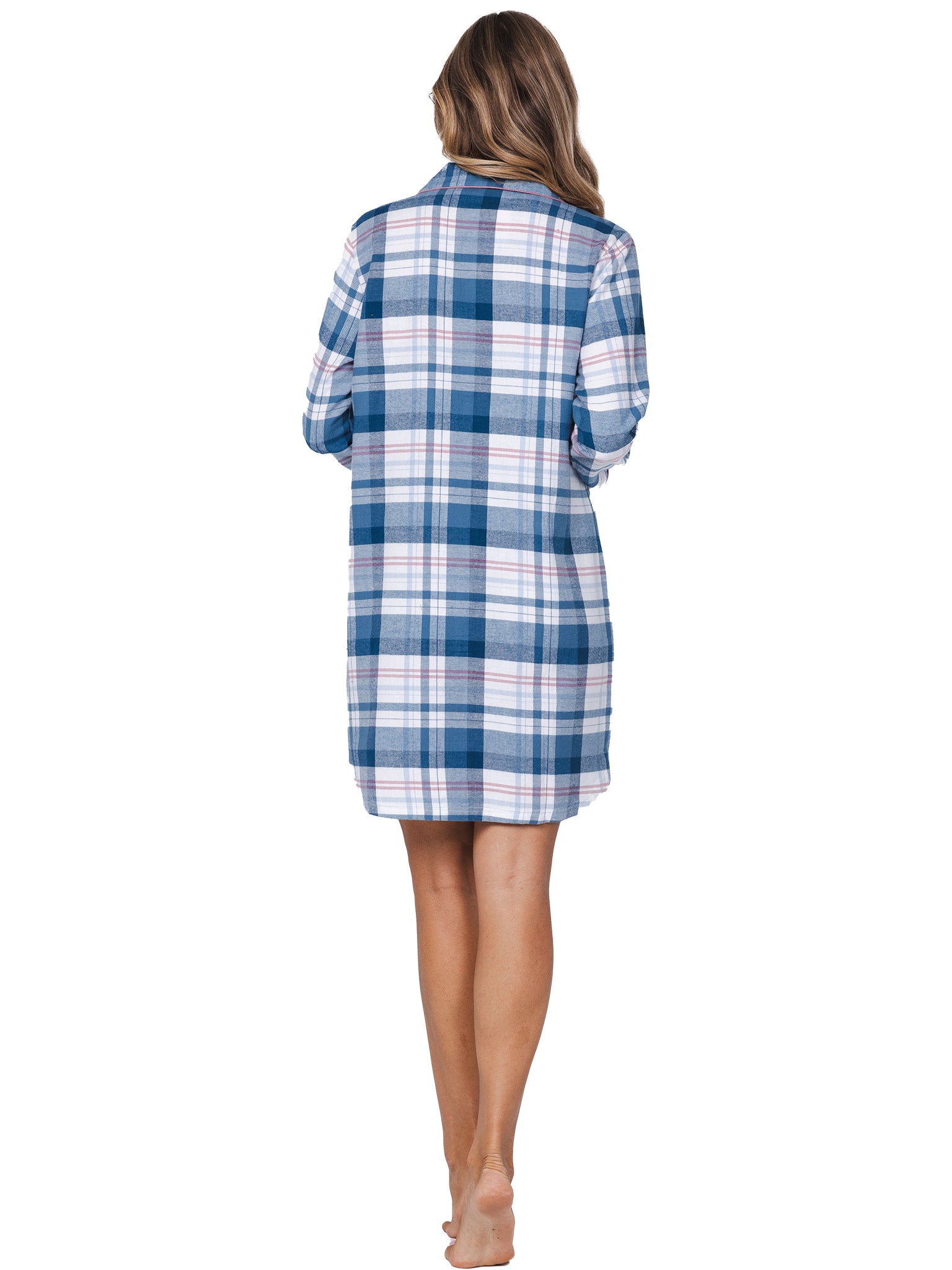 pastunette-flannel-check-nachthemd-blau-karo-baumwolle image 3
