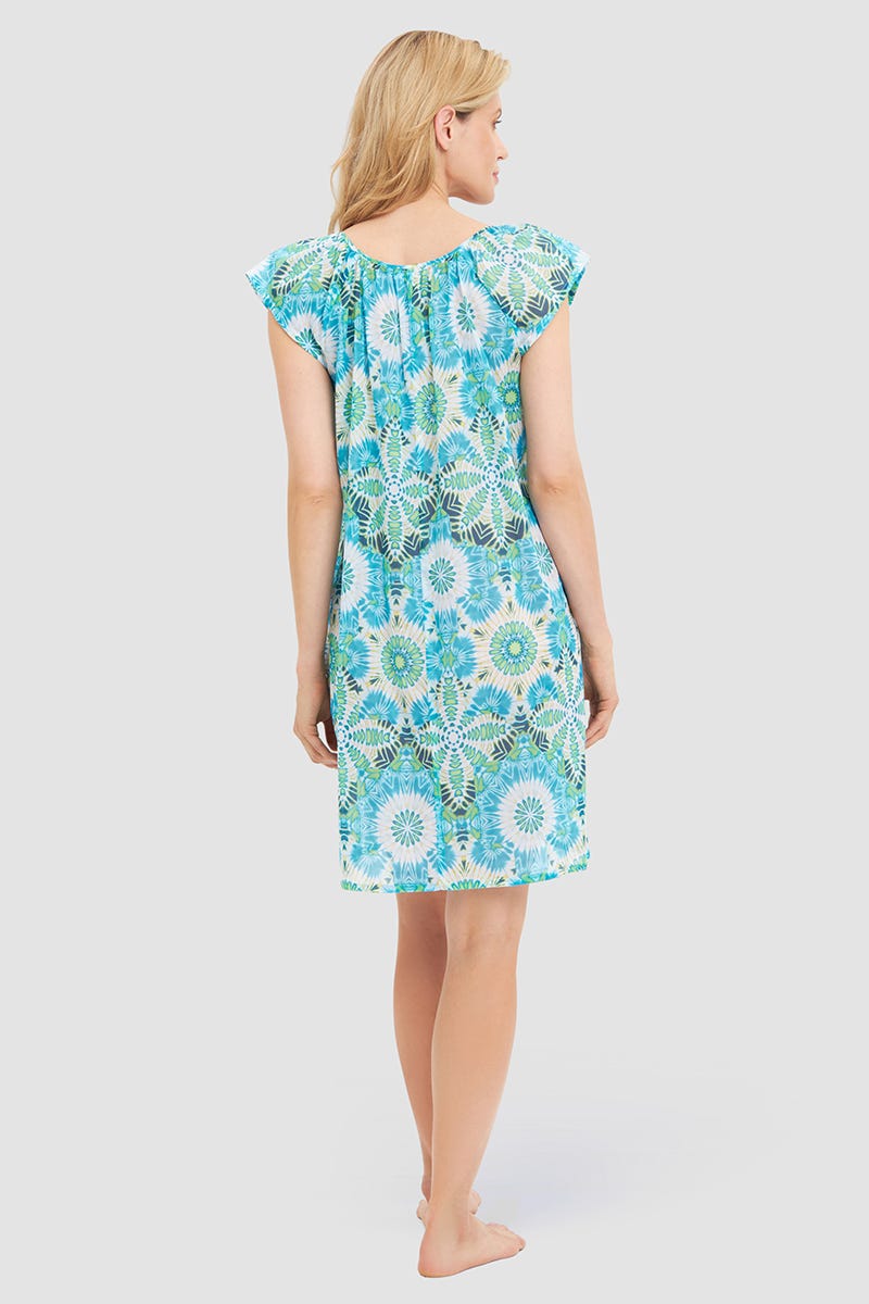 r-sch-be-happy-nachthemd-knielang-t-rkis-batik-100-baumwolle image 3