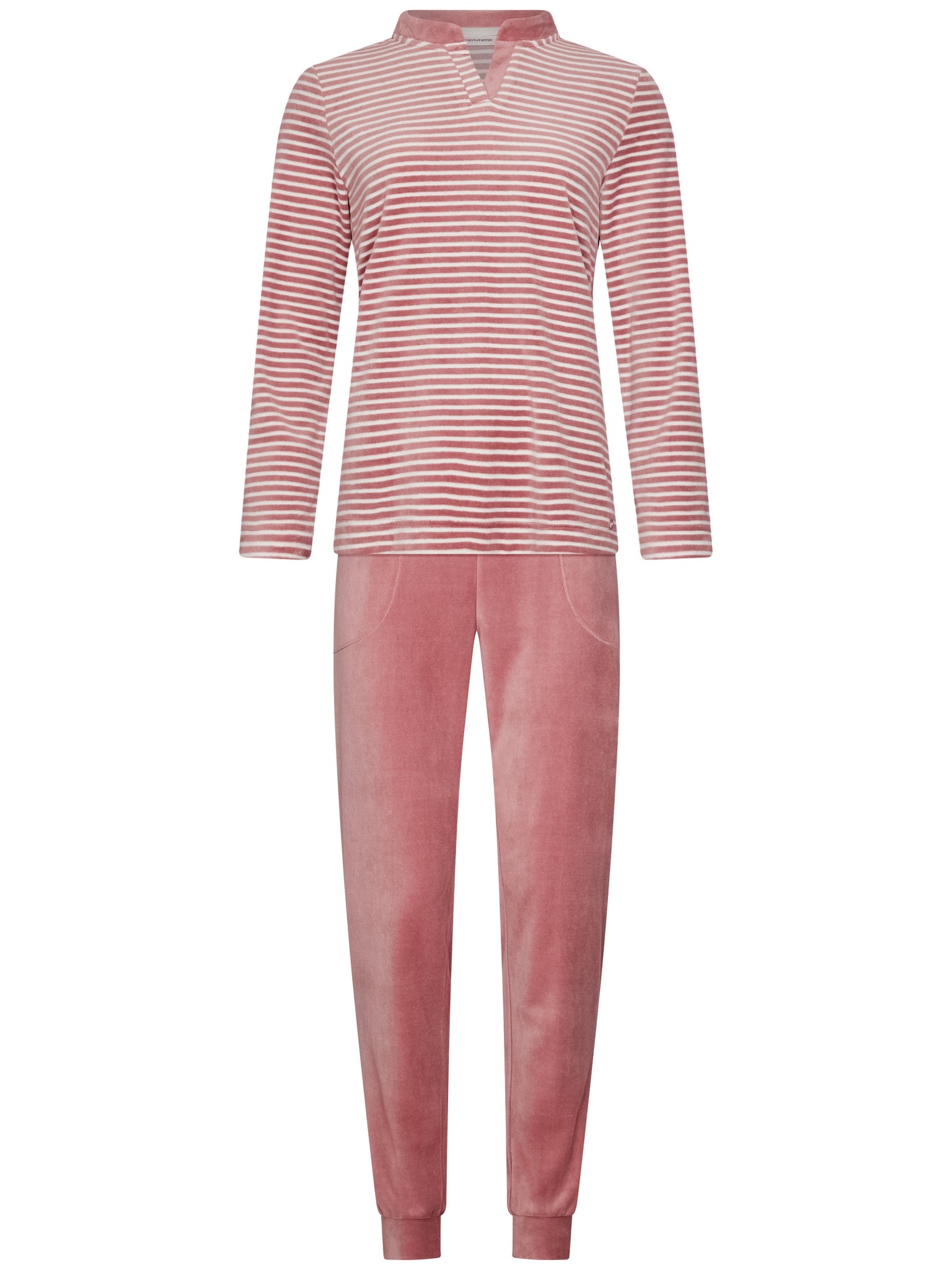 pastunette-rose-stream-pyjama-rosa-velours-streifen image 1