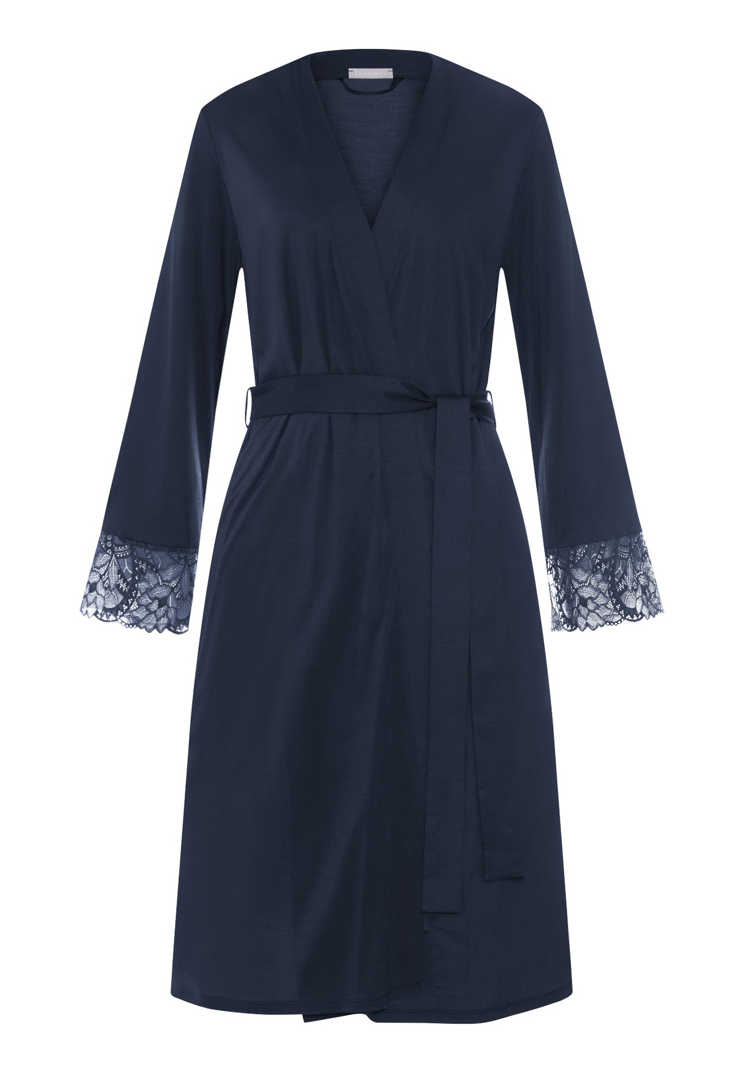 hanro-azelia-nw-robe-110cm-morgenmantel-deep-navy-spitze image 1