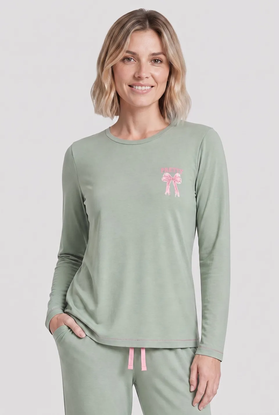 r-sch-be-happy-shirt-langarm-pyjamashirt-gr-n-baumwolle image 1