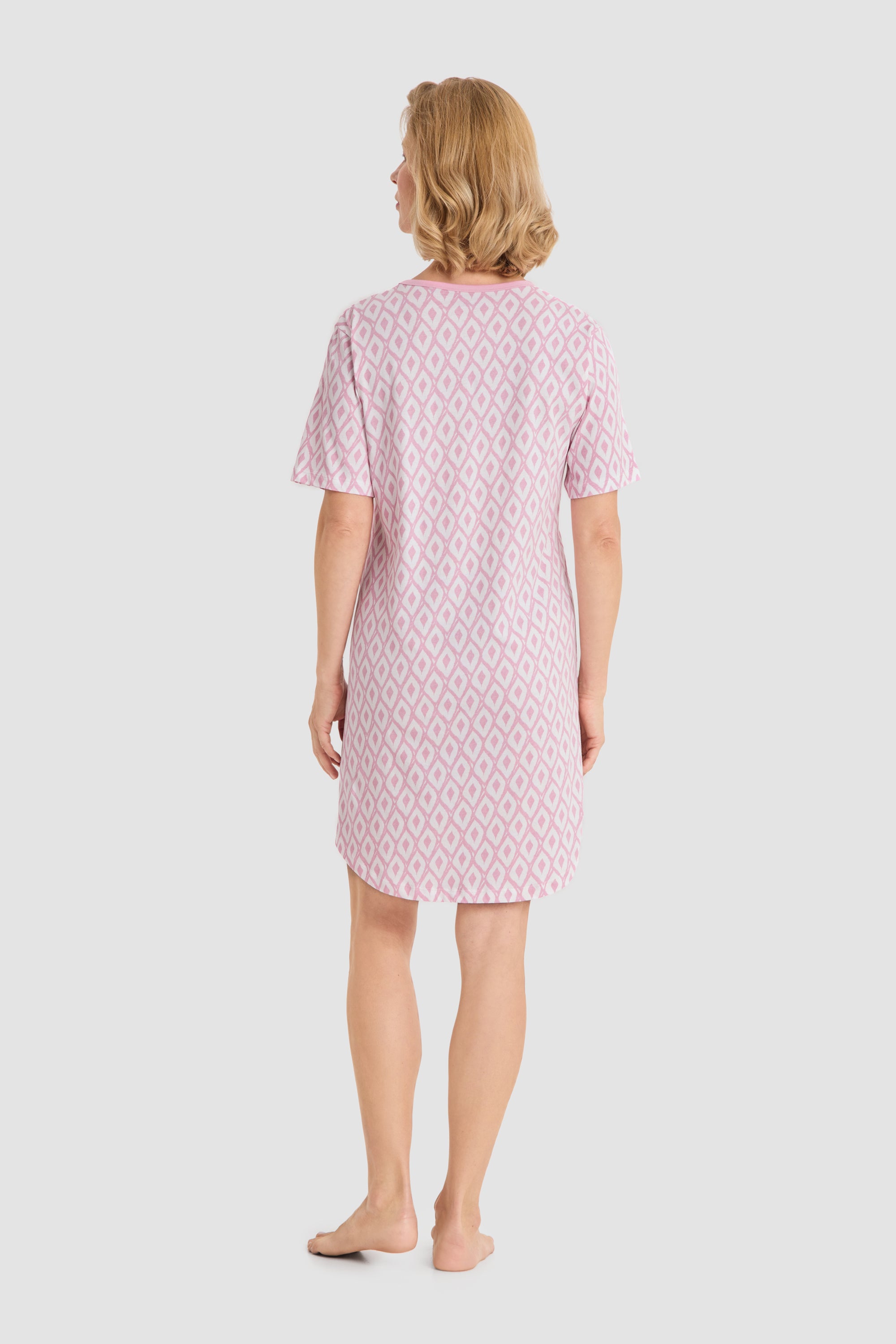 r-sch-be-happy-nachthemd-knielang-karo-rosa-kurzarm image 3