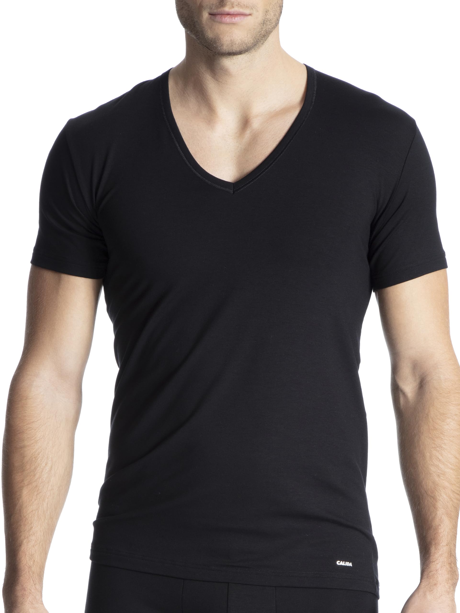calida-cotton-code-t-shirt-herren-schwarz-v-ausschnitt-baumwolle image 1