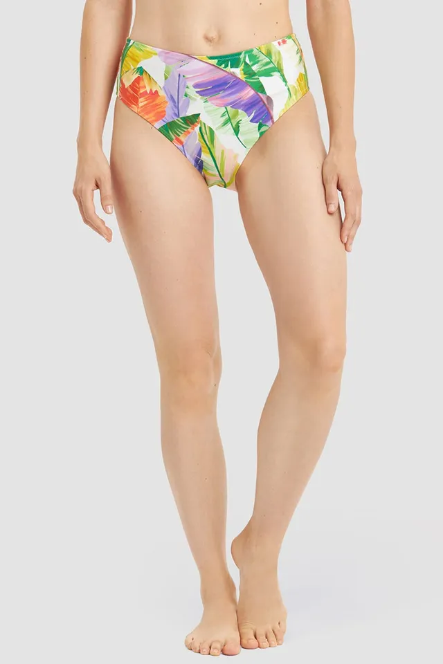 r-sch-be-happy-high-waist-bikinihose-bl-tterdruck-gr-n-lycra image 1