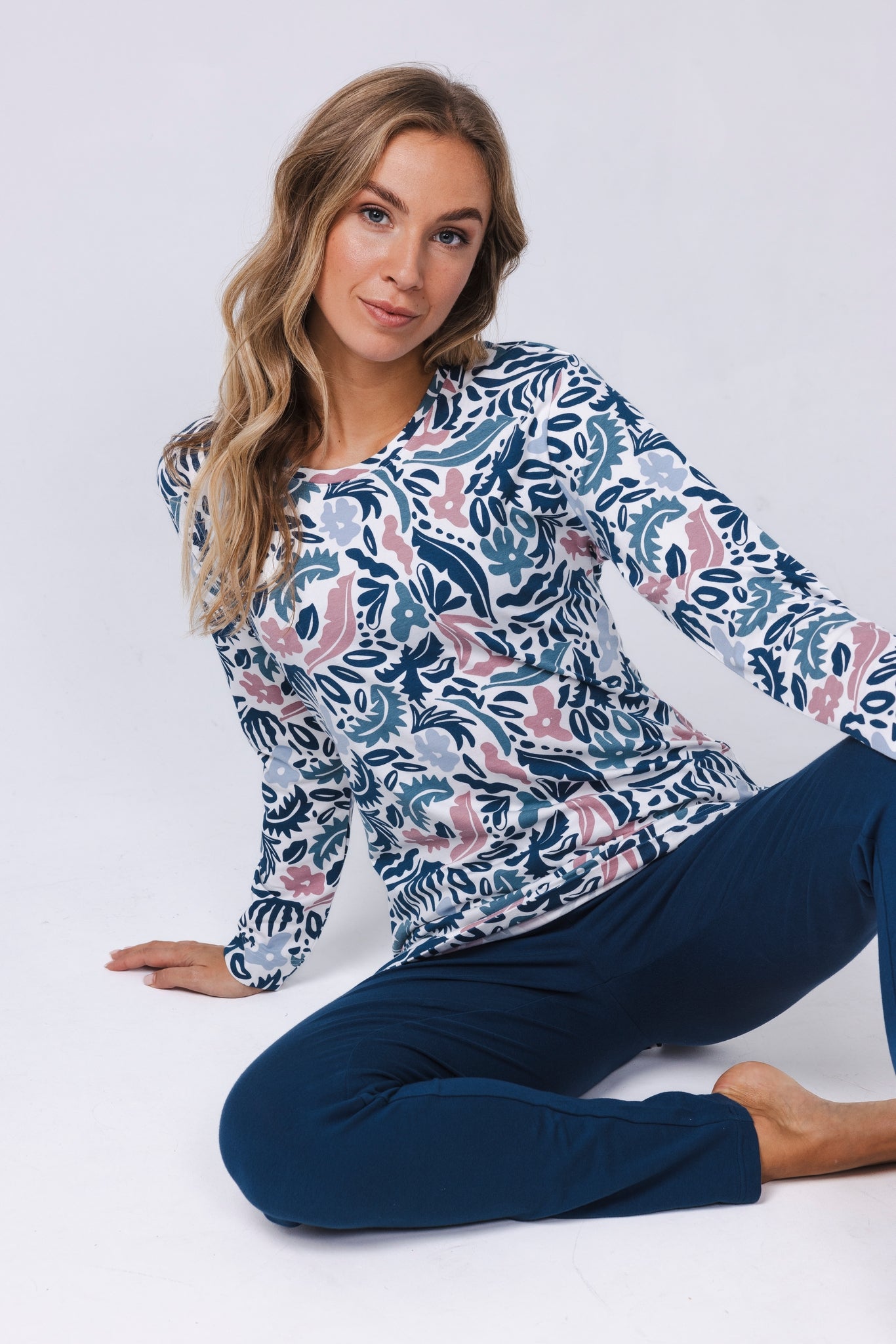 pastunette-blue-bloom-pyjama-blau-bio-baumwolle image 5