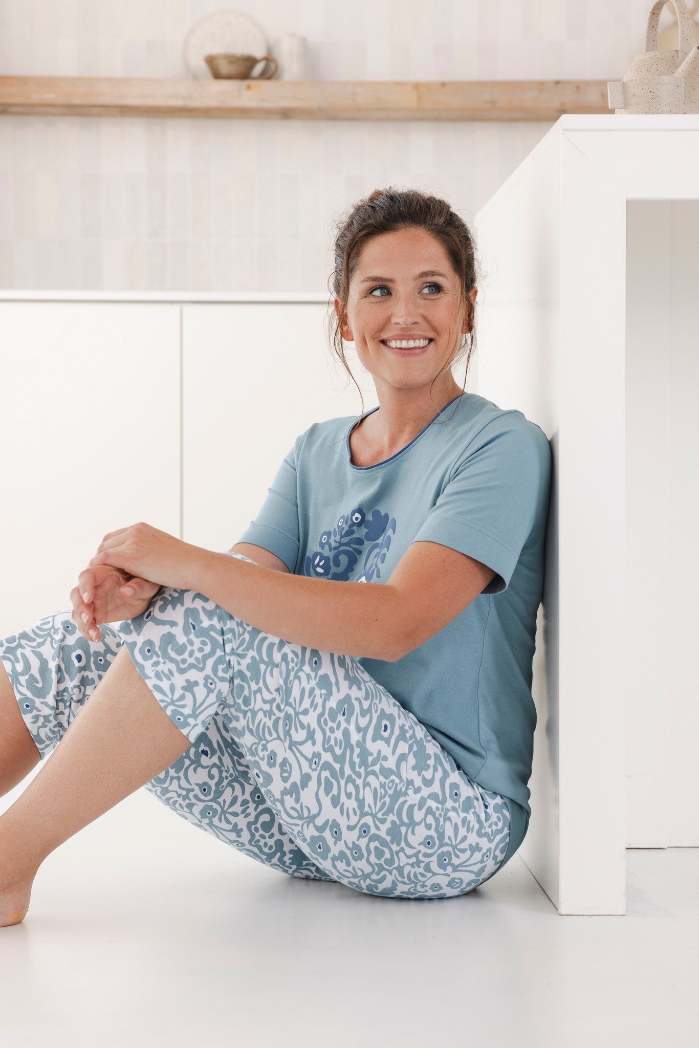 pastunette-stone-blue-pyjama-blau-bio-baumwolle-3-4 image 2