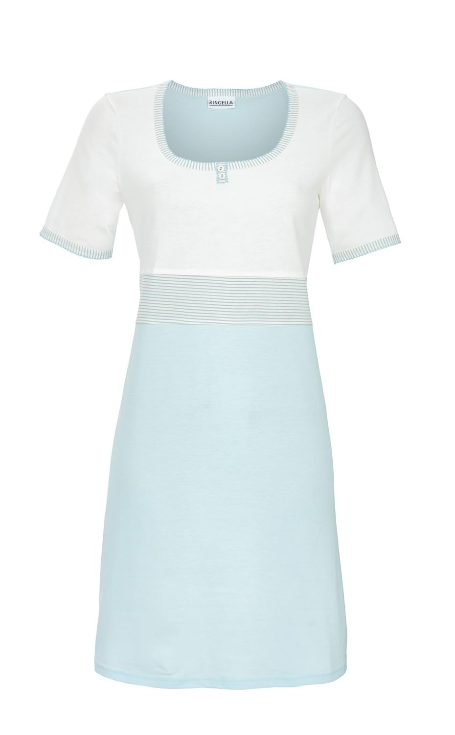 ringella-damen-sleepshirt-kurzarm-ringel-knopfleiste-95cm image 1