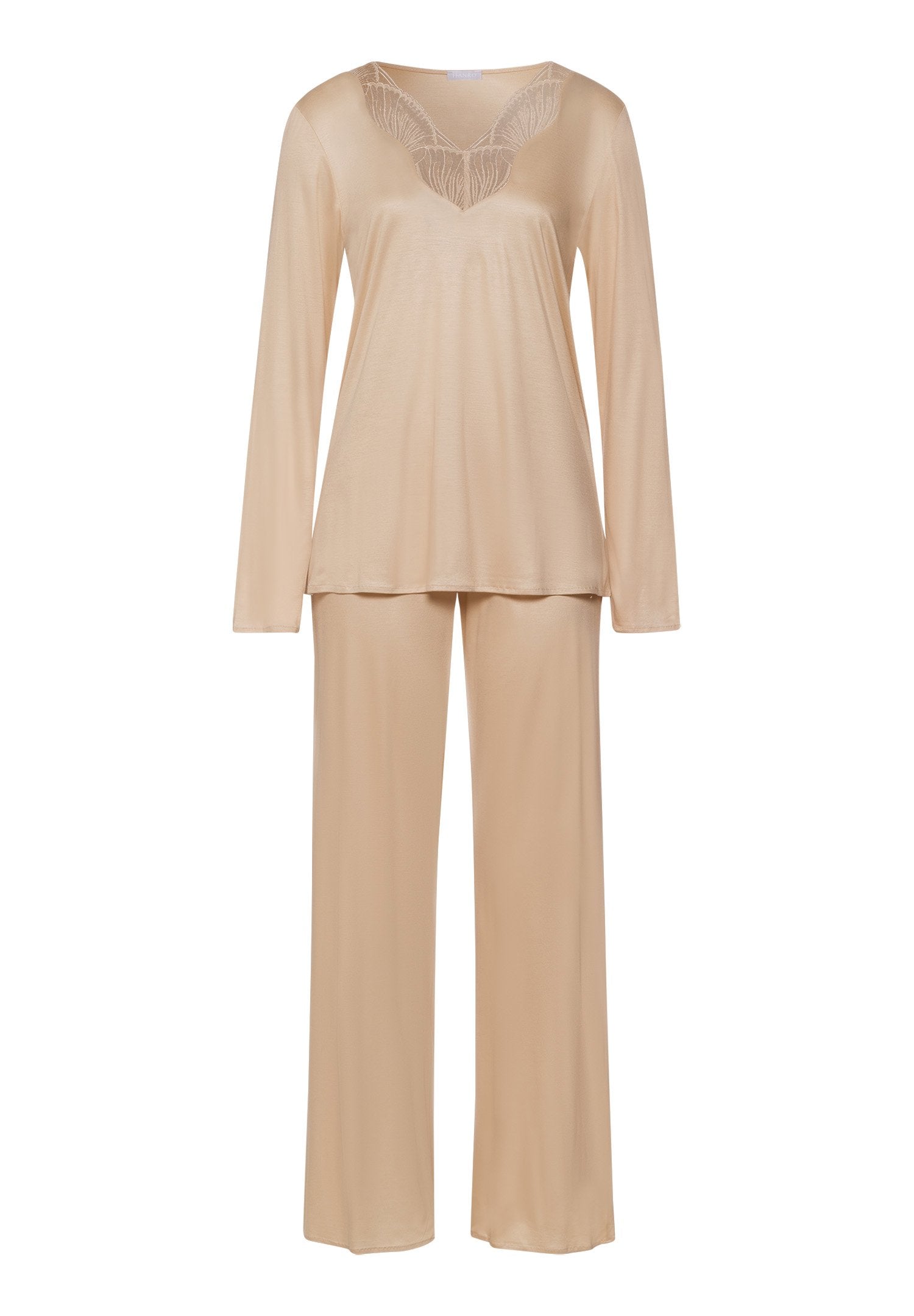 hanro-lilith-pyjama-langarm-coffee-quartz-modal-spitze image 1