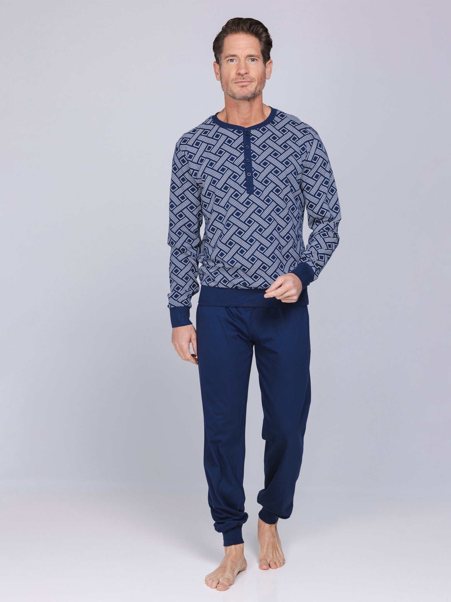 pastunette-blue-draft-pyjama-herren-langarm-blau image 3