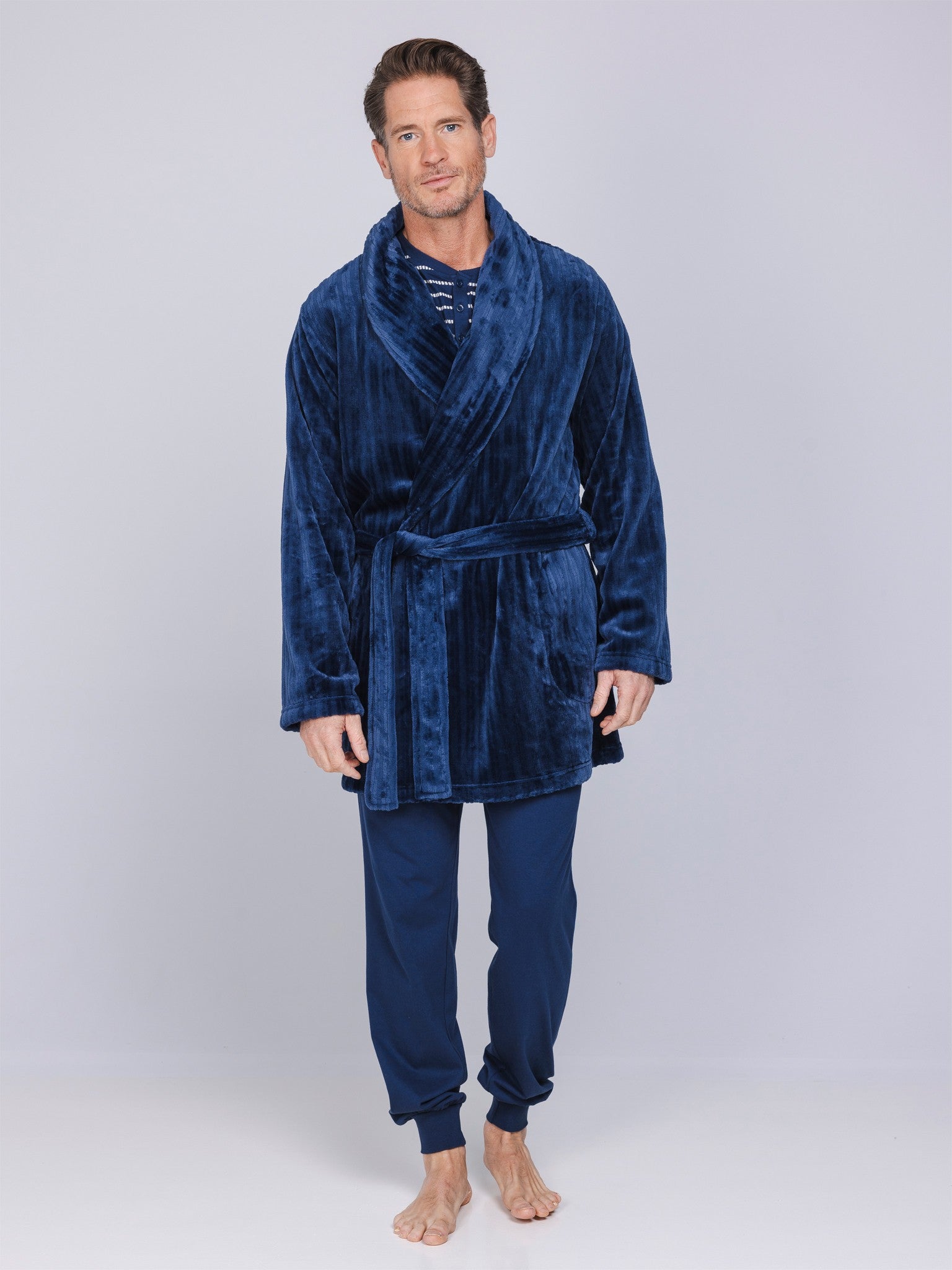 pastunette-blue-draft-morgenmantel-herren-blau-fleece image 2