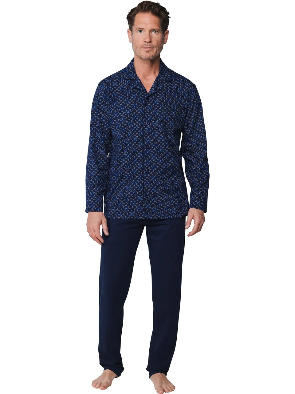 pastunette-noos-pyjama-dunkelblau-baumwolle-gemustert image 1