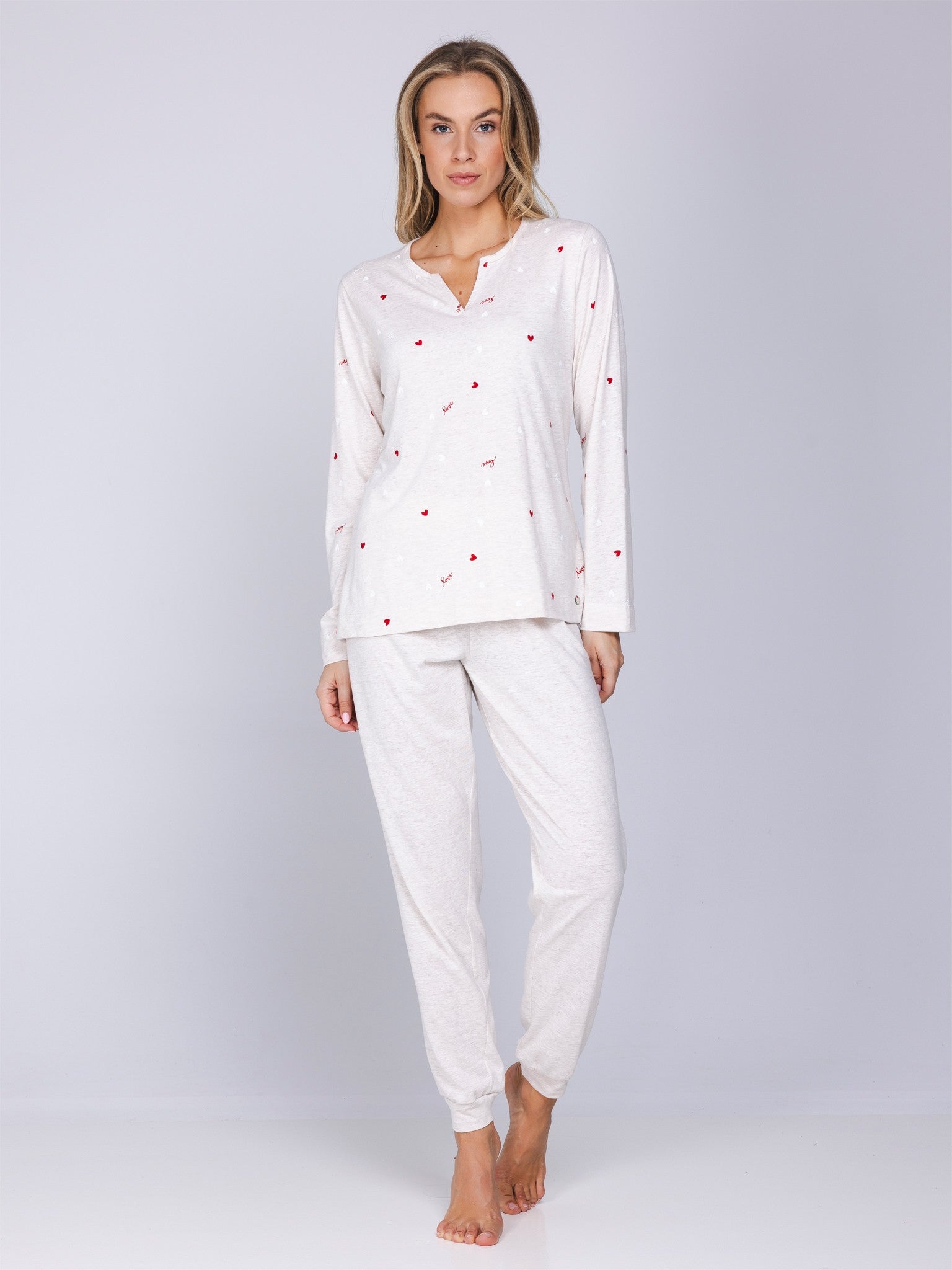 myrebelle-endless-love-pyjama-herzprint-beige-bio-baumwolle image 4