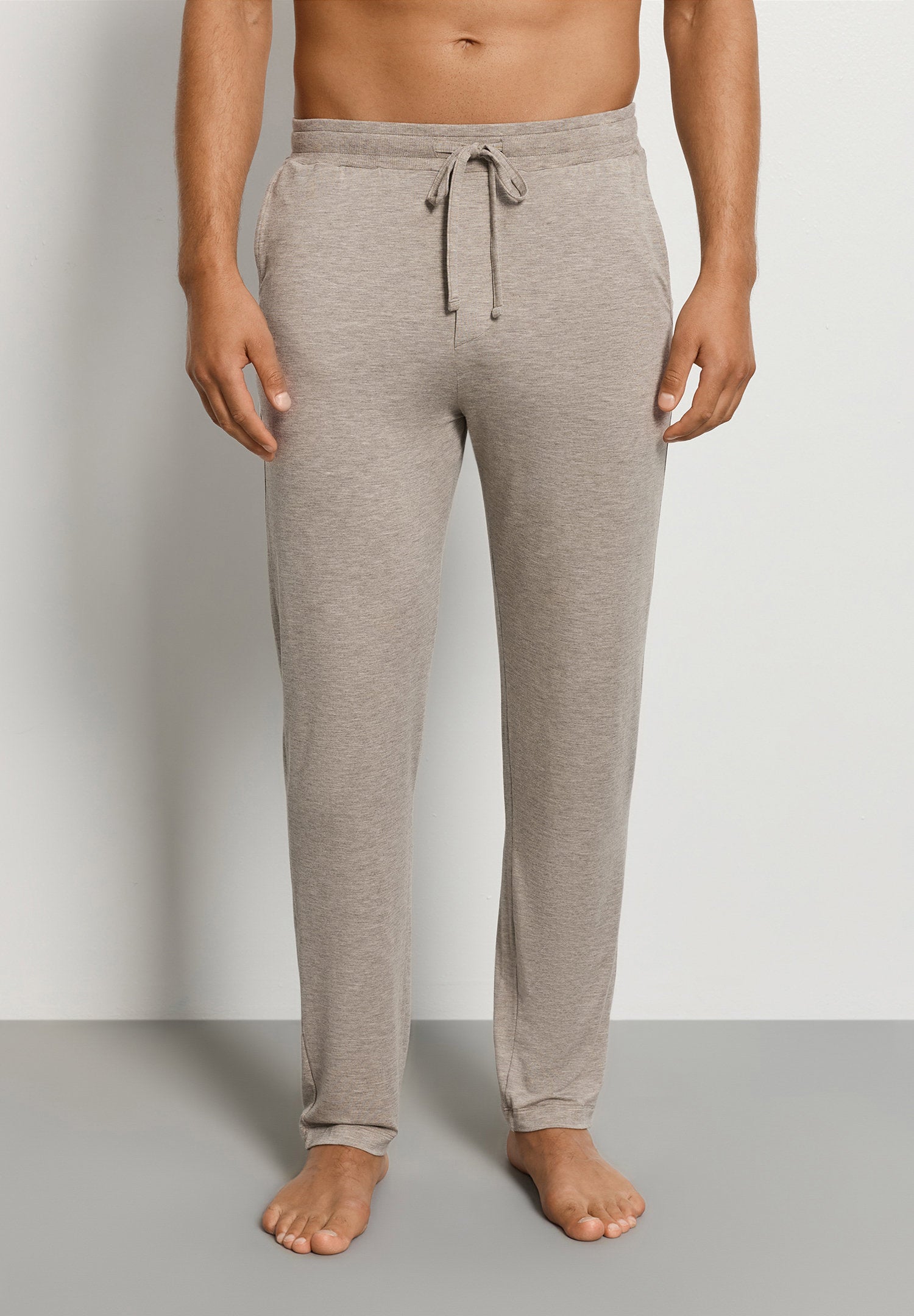 hanro-casuals-lange-hose-herren-hazelnut-melange-viskose image 2