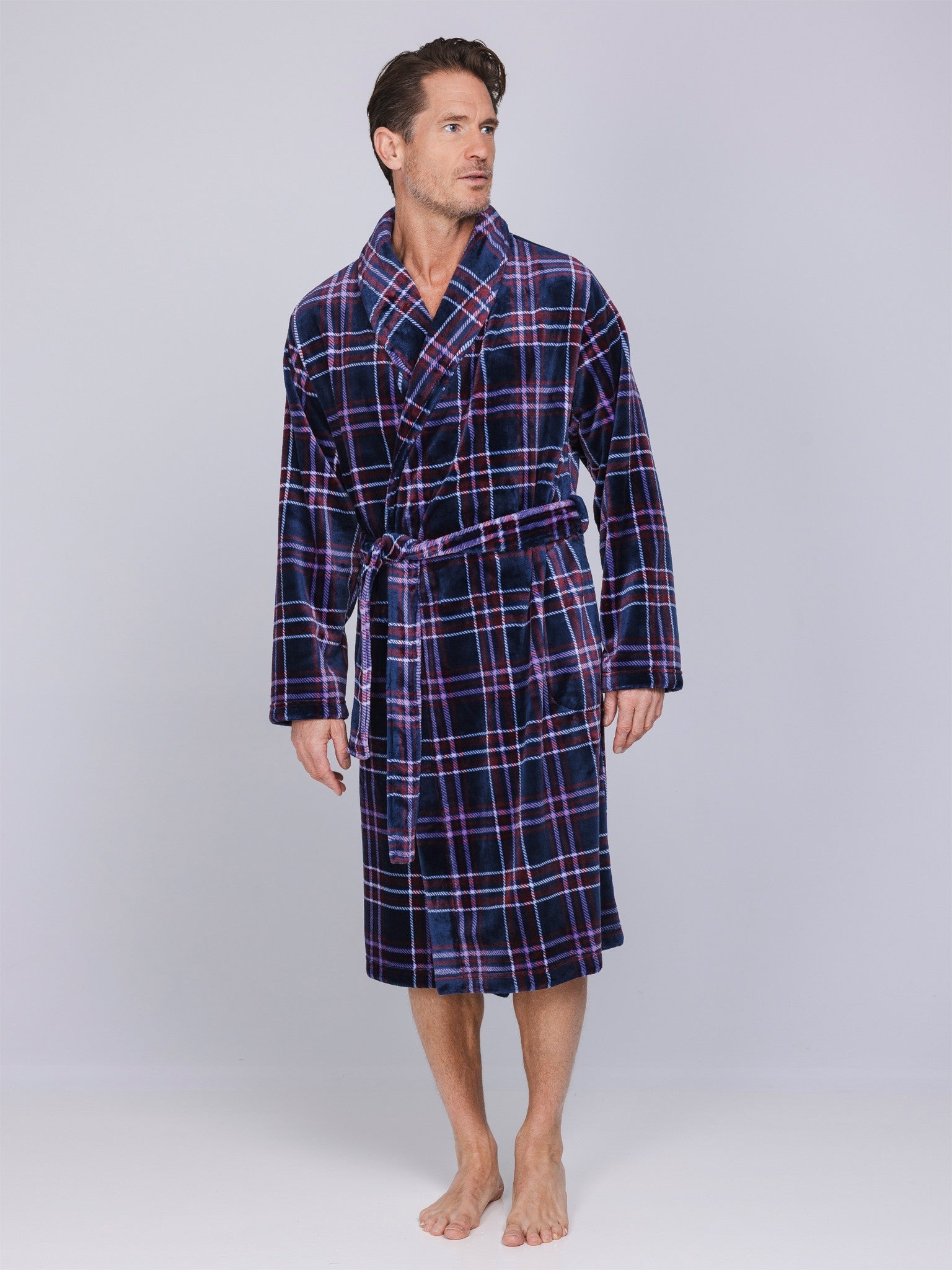 pastunette-northern-checks-morgenmantel-blau-kariert-fleece image 3