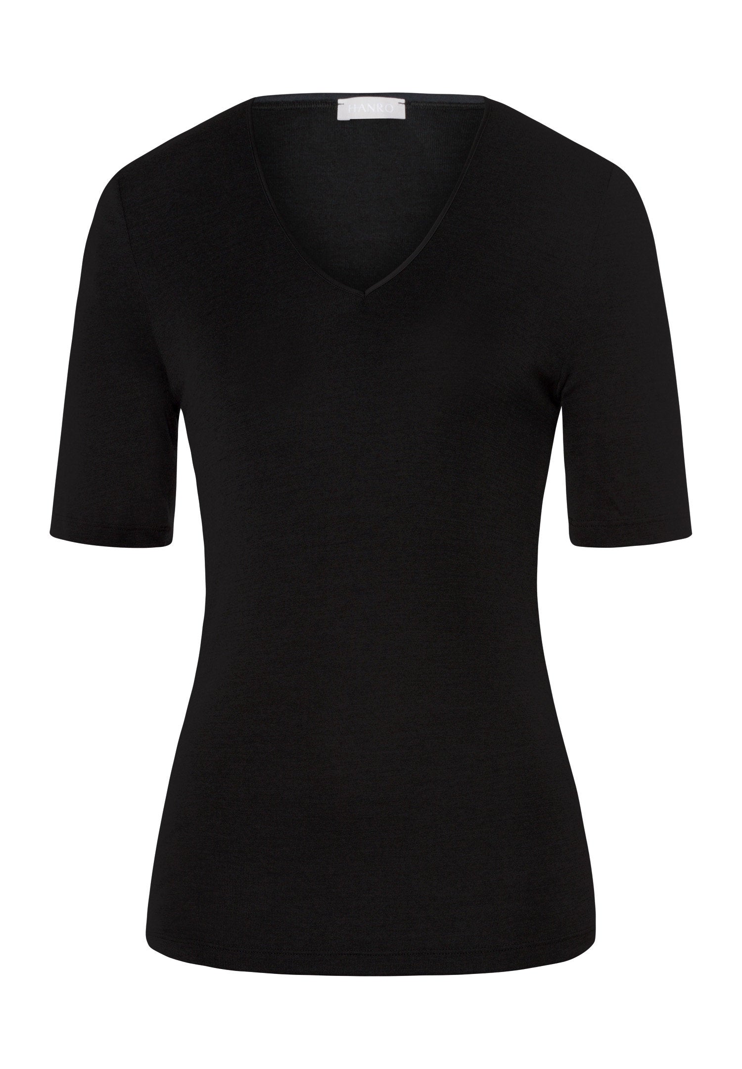 hanro-woolen-silk-kurzarm-shirt-schwarz-wolle-seide image 1