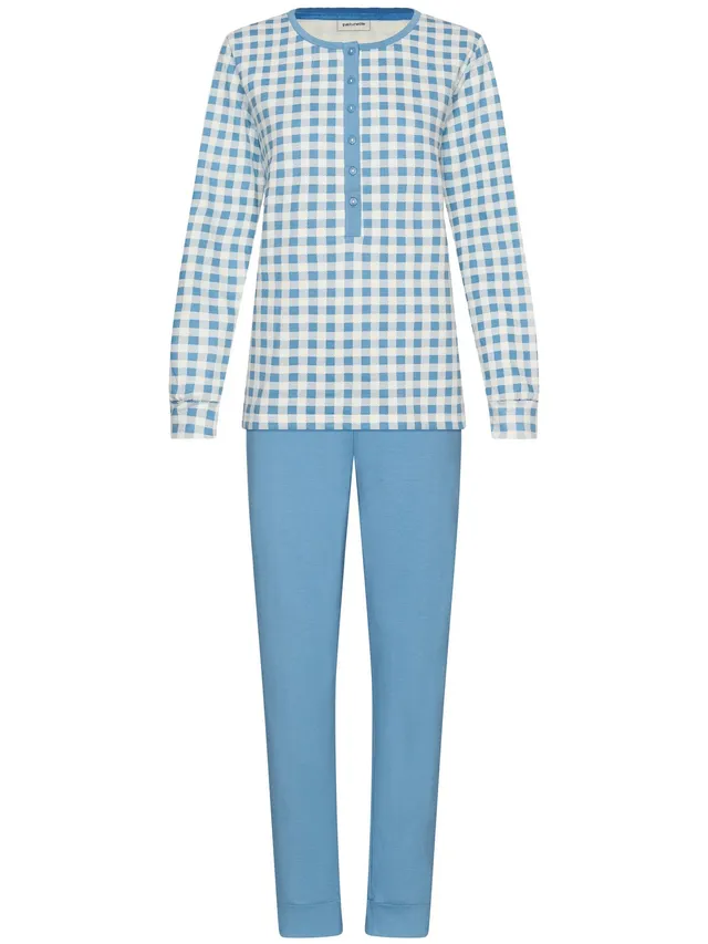 pastunette-blue-cottage-damen-pyjama-blau-baumwolle image 1
