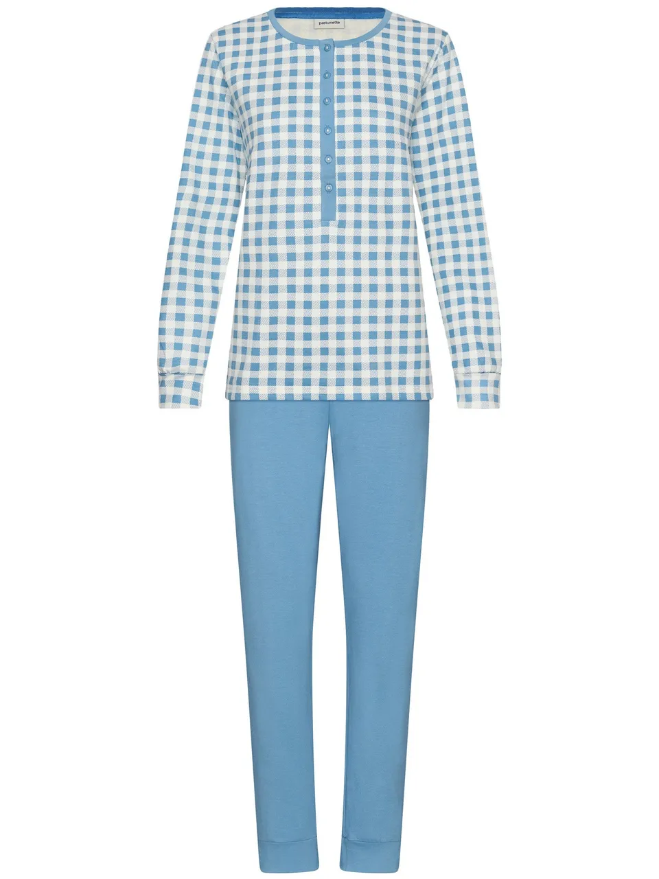 pastunette-blue-cottage-damen-pyjama-blau-baumwolle image 1