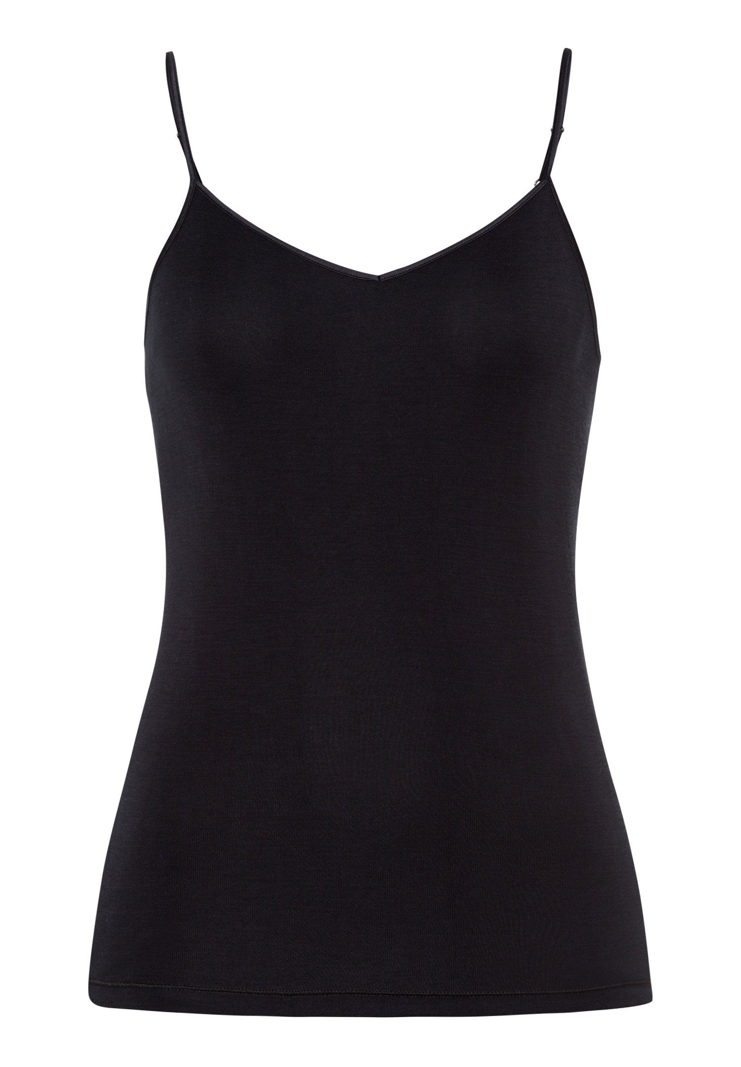 hanro-pure-silk-spaghetti-top-schwarz-100-seide-nahtlos image 1