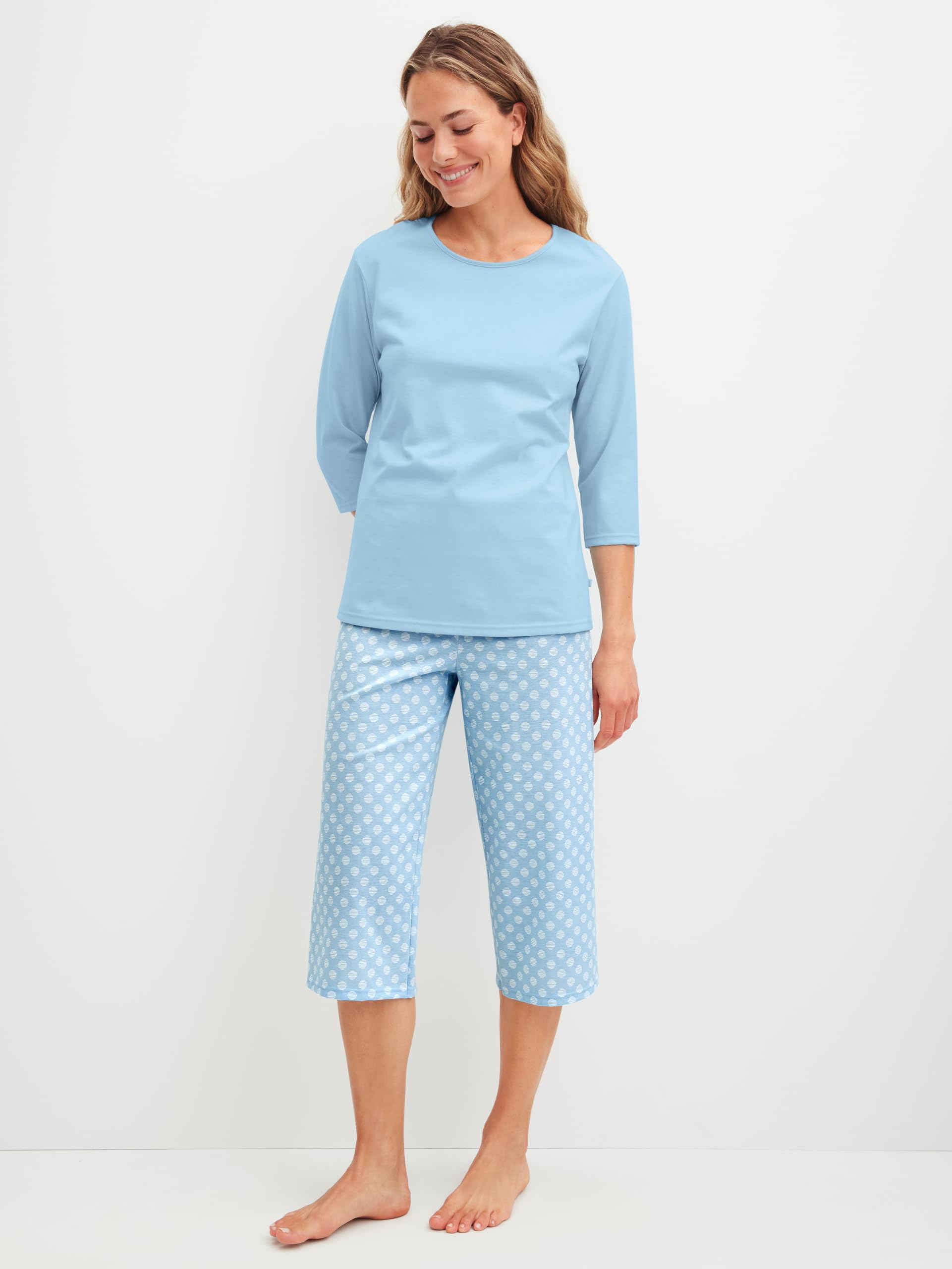 calida-lovely-nights-3-4-pyjama-damen-hydrangea-blue-baumwolle image 3