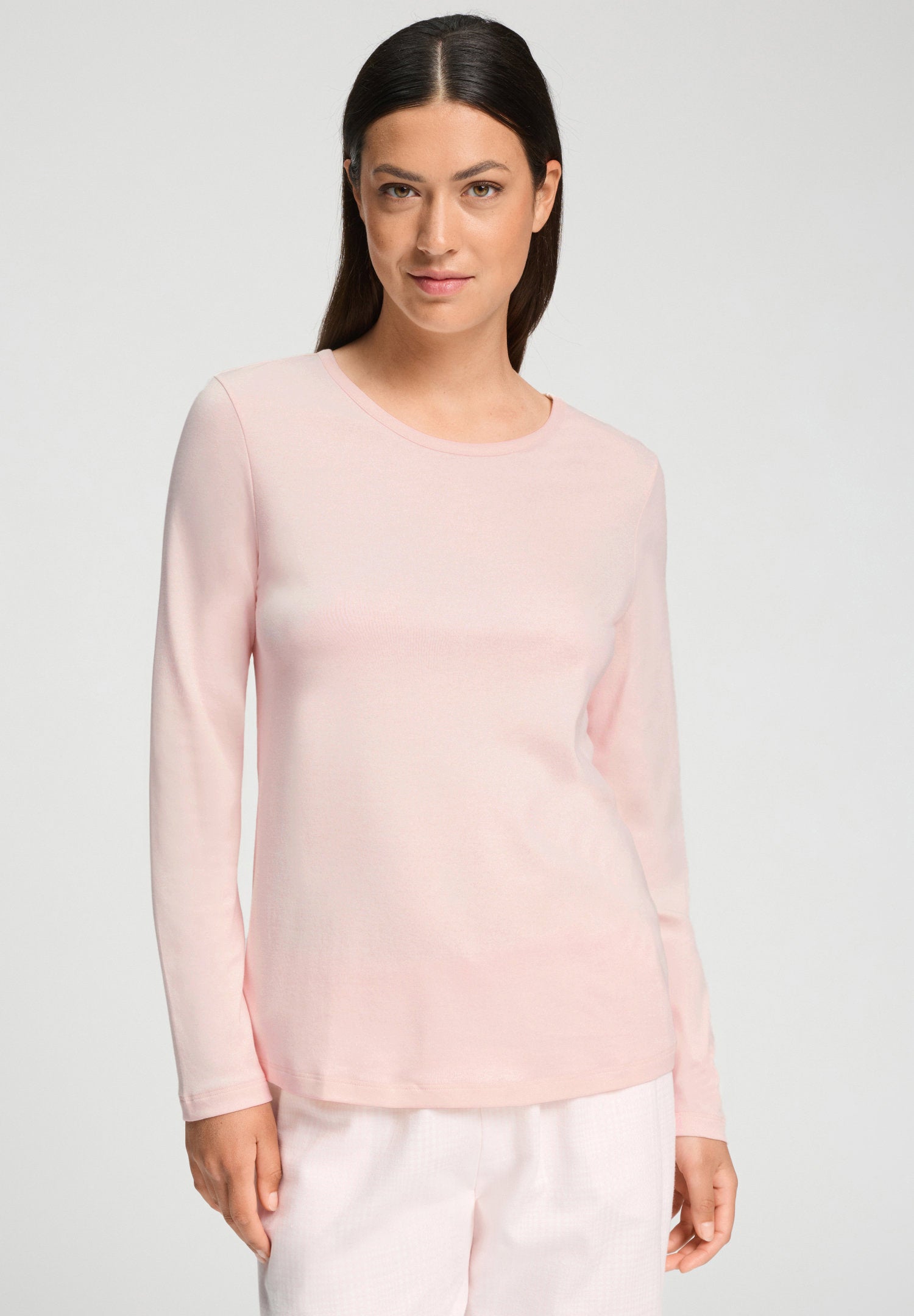 hanro-loungy-nights-schlafshirt-rosewater-baumwolle-langarm image 2