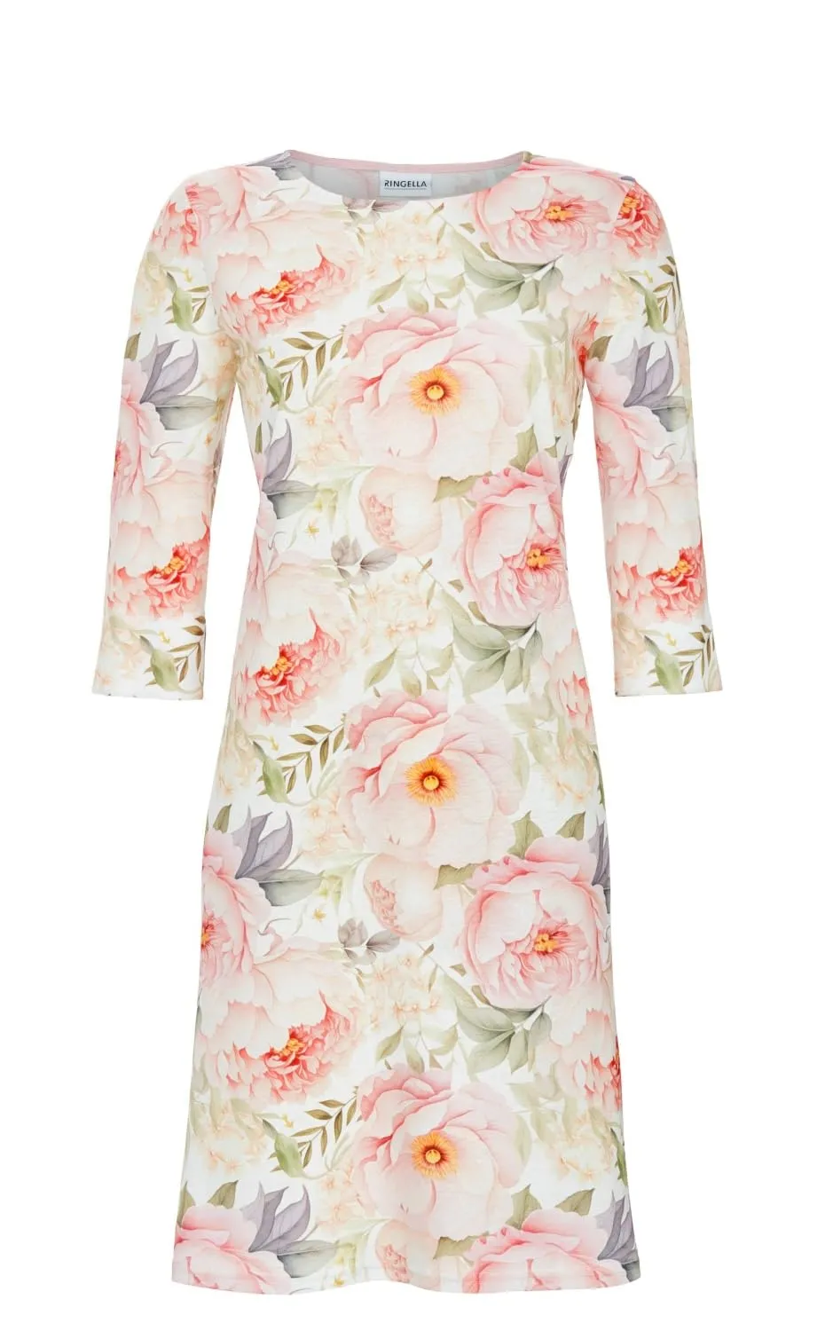 ringella-damen-nachthemd-3-4-arm-floral-knielang-modal image 1
