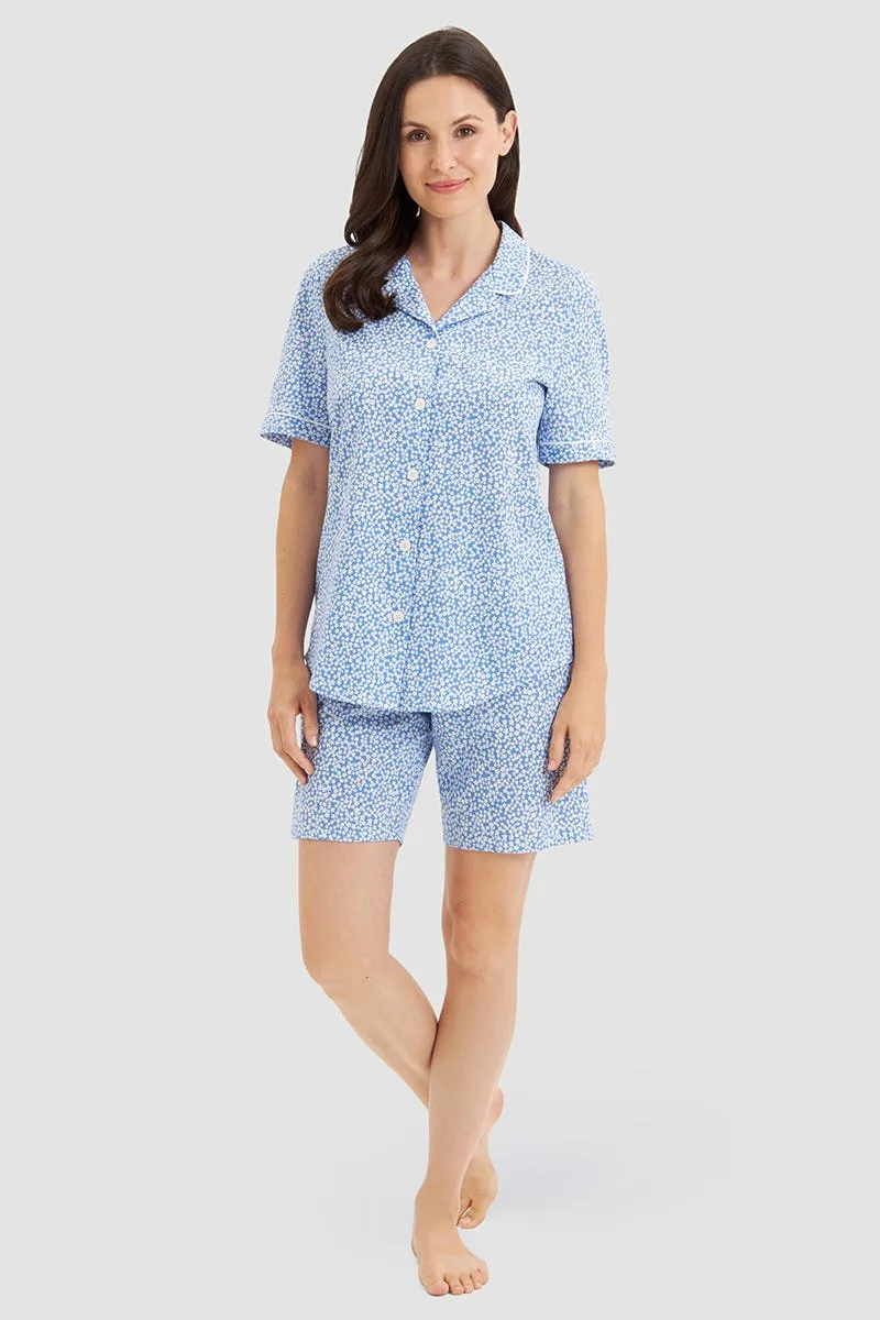 r-sch-be-happy-pyjama-kurz-blumendruck-blau-baumwolle image 1
