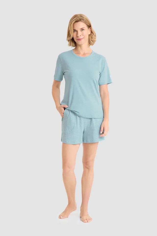 r-sch-be-happy-pyjama-kurz-streifen-melange-t-rkis-shorts image 1