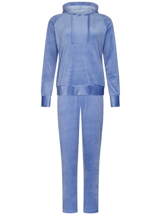 rebelle-frozen-sky-hausanzug-blau-gestreift-fleece-kapuze image 1
