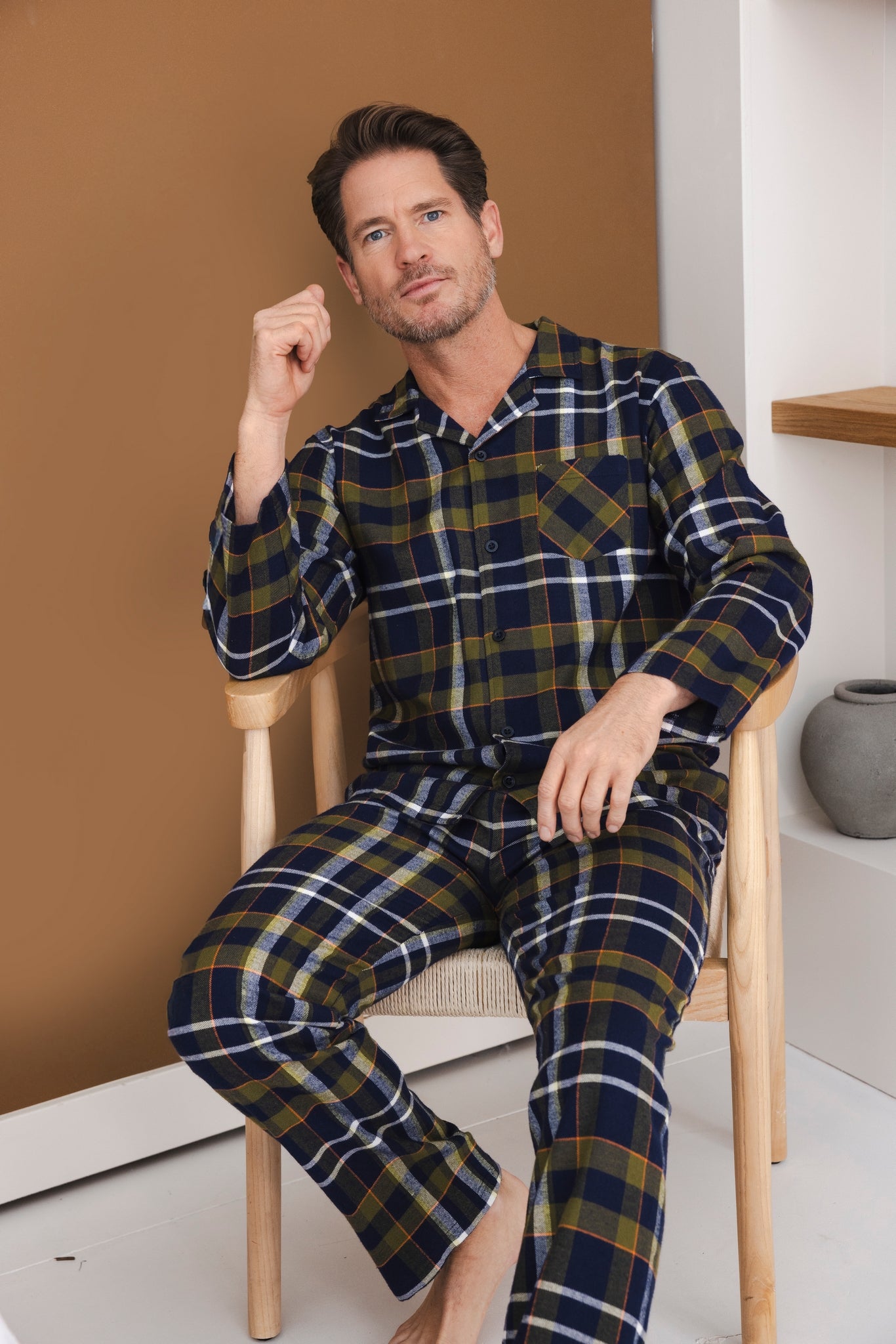 pastunette-adventure-pyjama-dunkelblau-kariert-flanell-baumwolle image 6