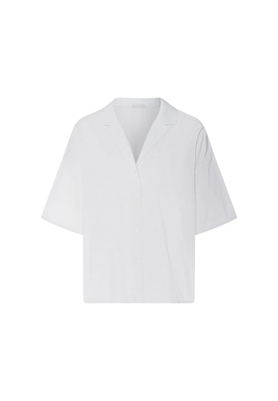 hanro-sleep-lounge-kurzarm-shirt-kariert-baumwolle-damen image 1