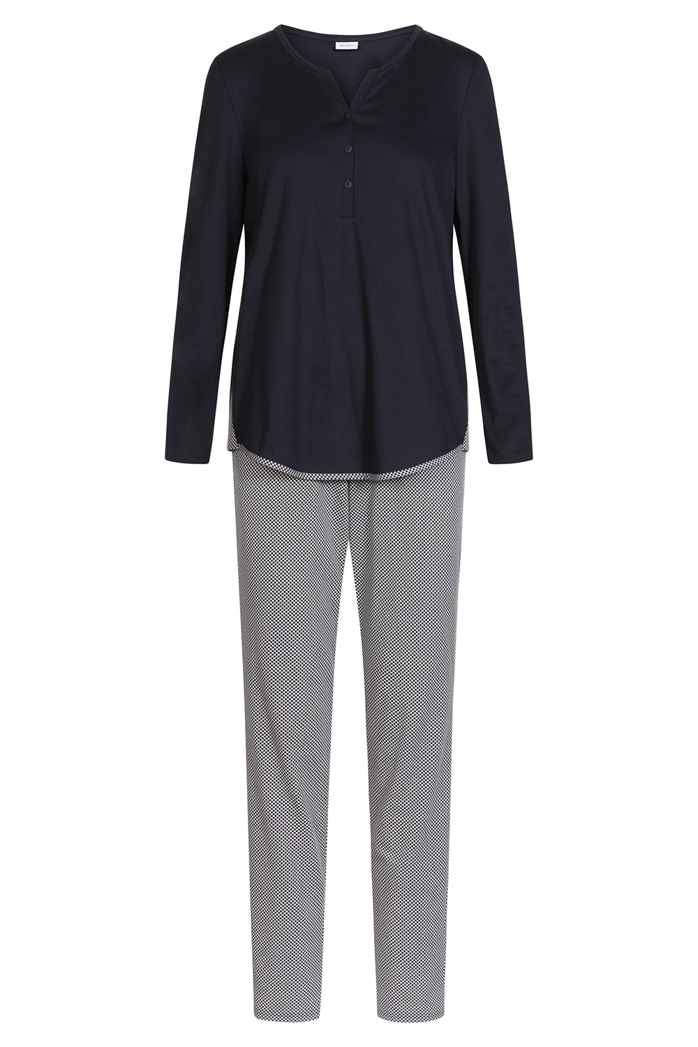 r-sch-be-happy-pyjama-lang-punktedruck-schlafanzug-blau image 2