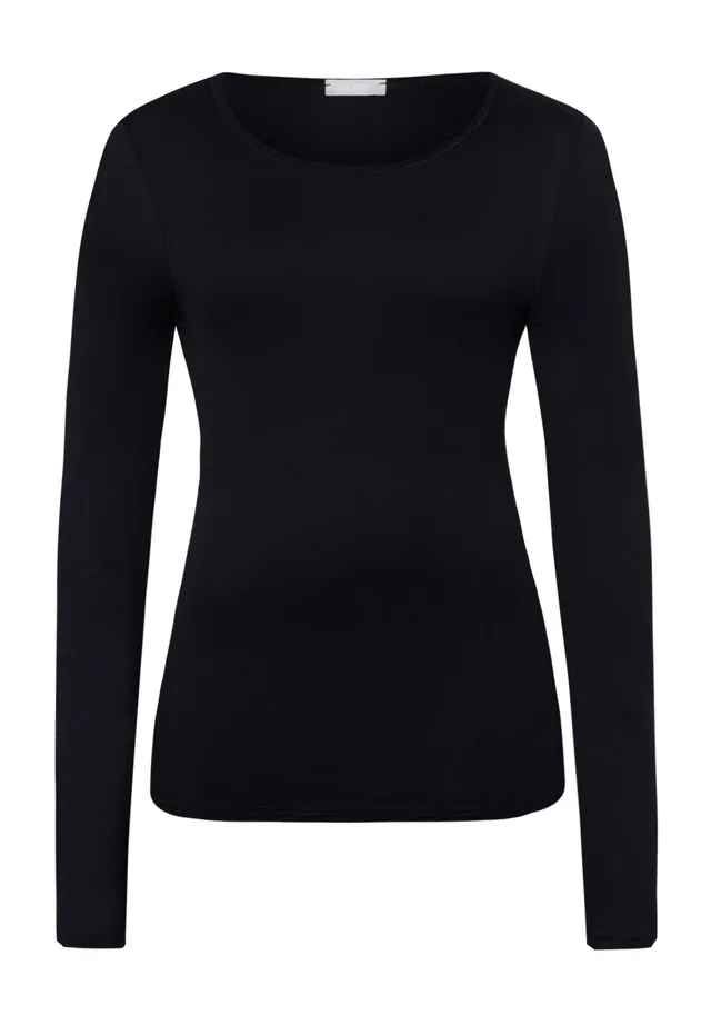 hanro-ultralight-langarmshirt-damen-schwarz-baumwolle image 1
