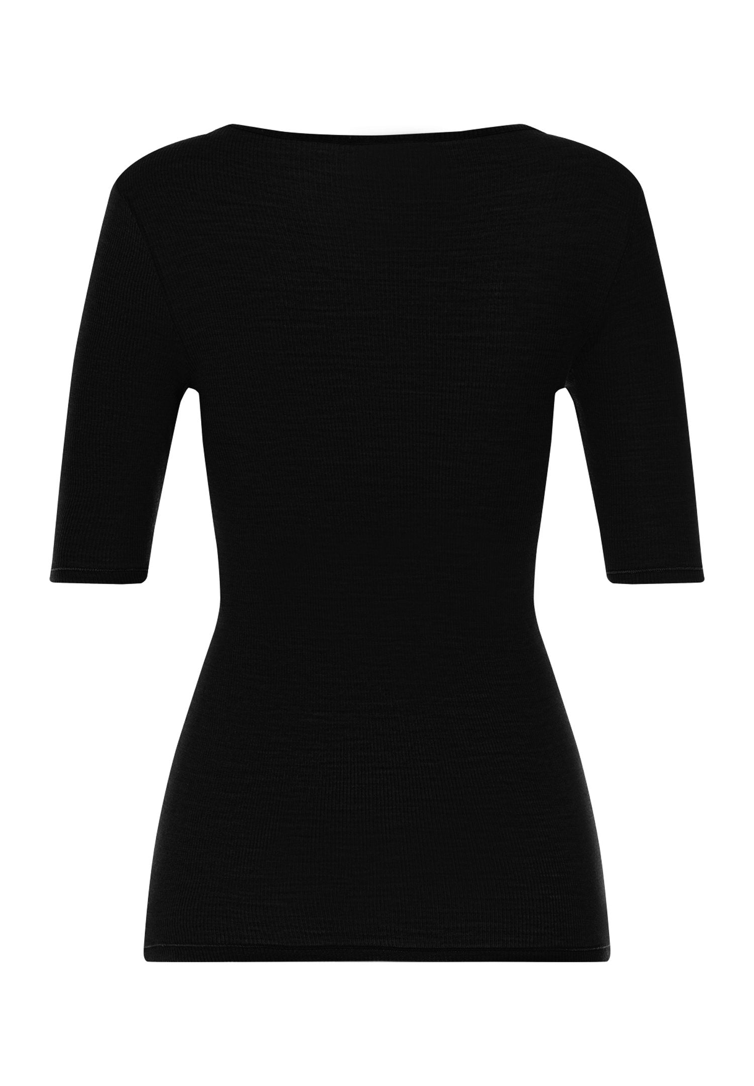 hanro-woolen-lace-kurzarm-shirt-damen-schwarz-merinowolle image 3