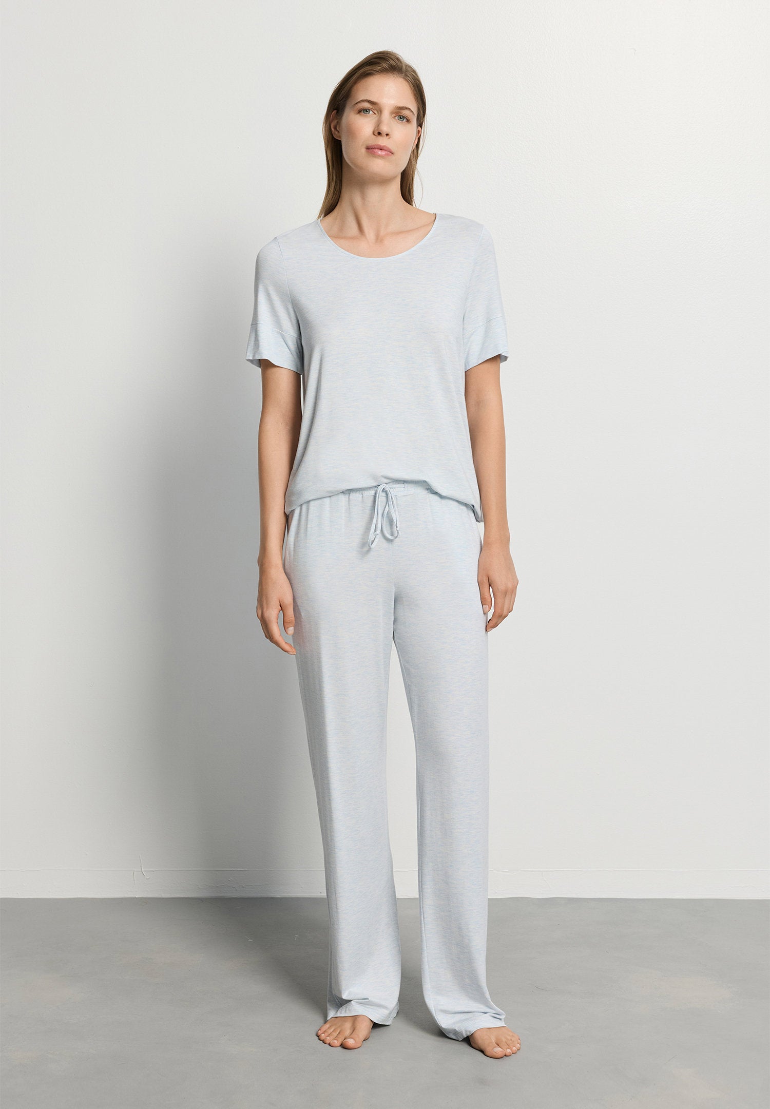hanro-natural-elegance-long-pants-watery-blue-pyjama image 5