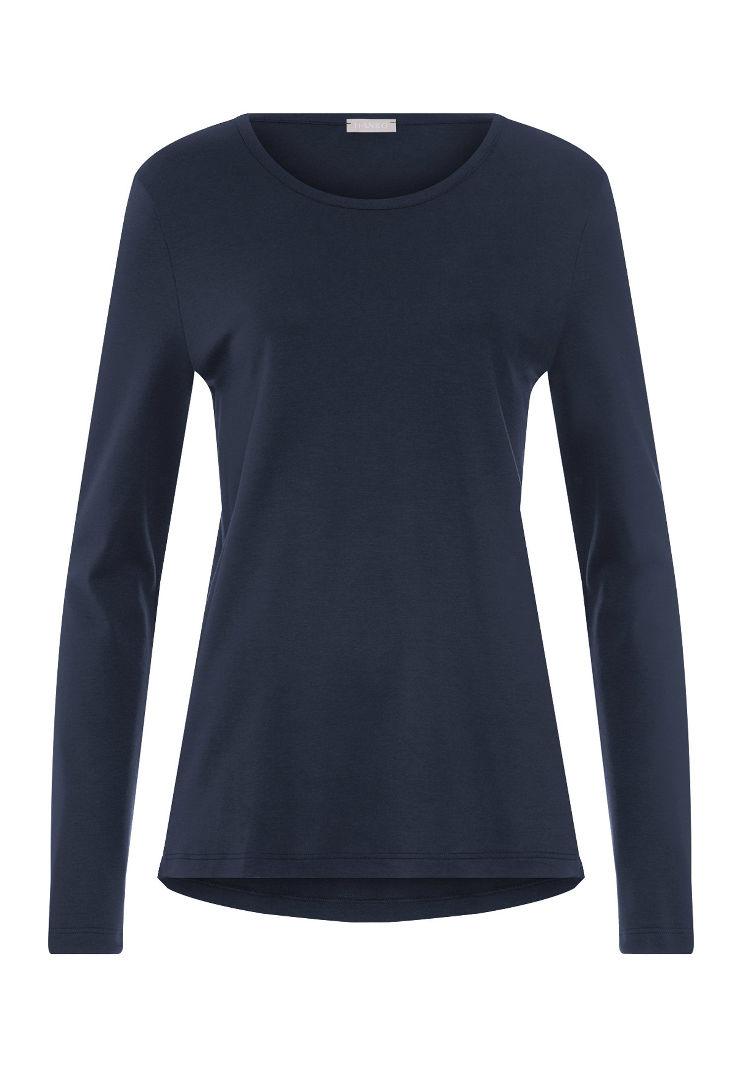 hanro-loungy-nights-langarm-shirt-deep-navy-baumwolle image 1