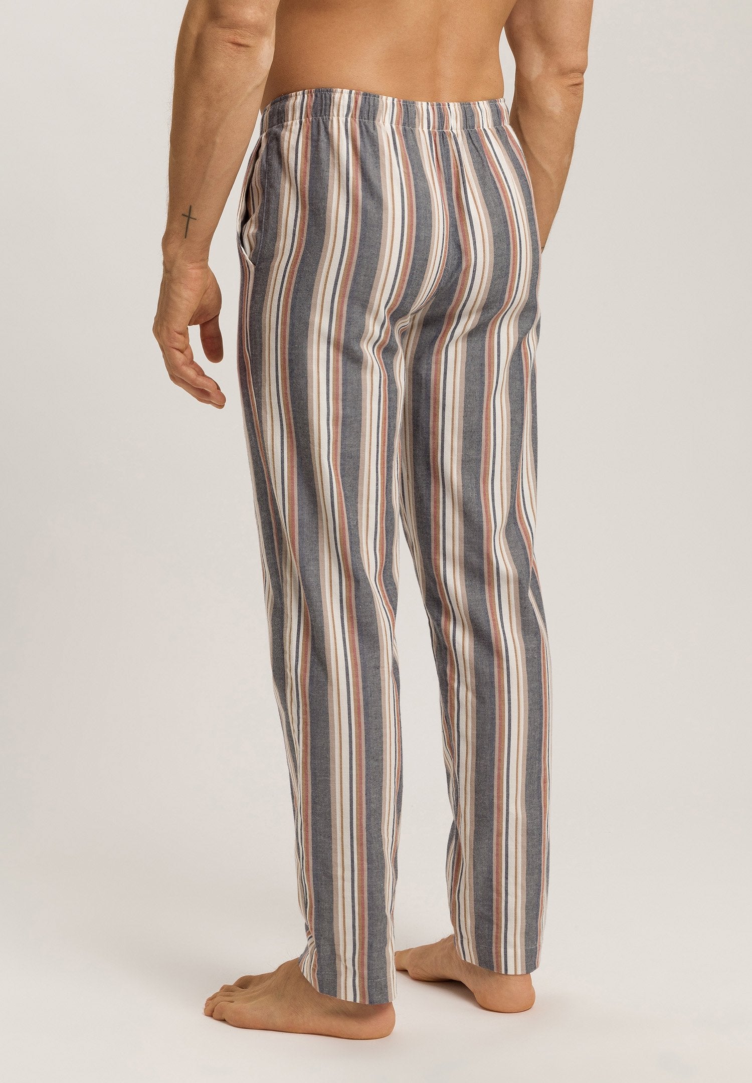 hanro-cozy-comfort-pyjamahose-herren-redwood-stripe-karo-baumwolle image 4