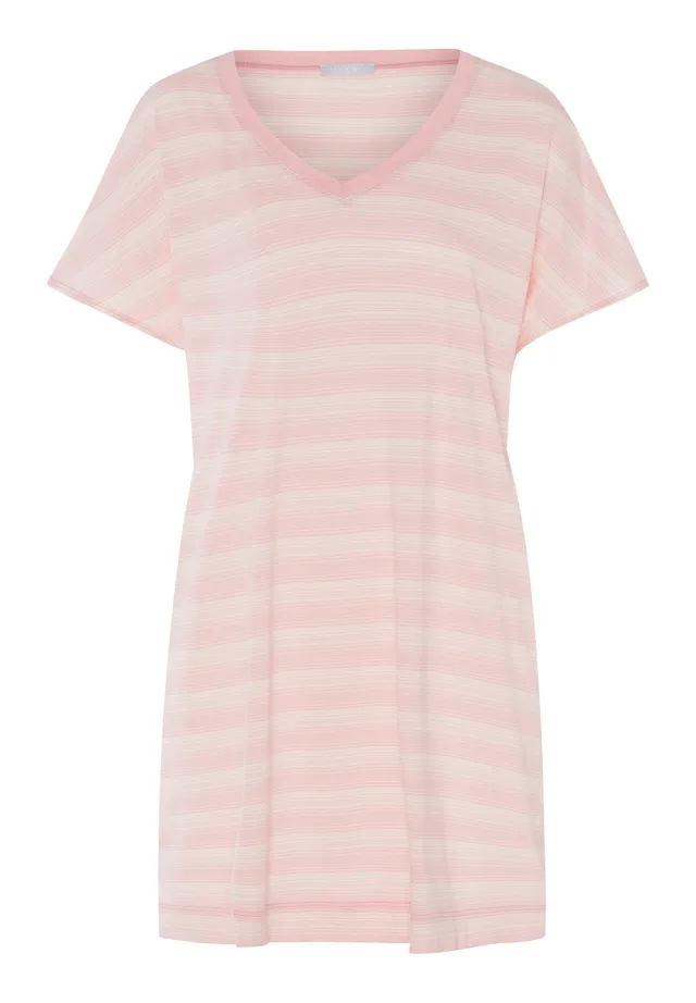 hanro-laura-nachthemd-85cm-kurzarm-coral-stripes-modal image 1