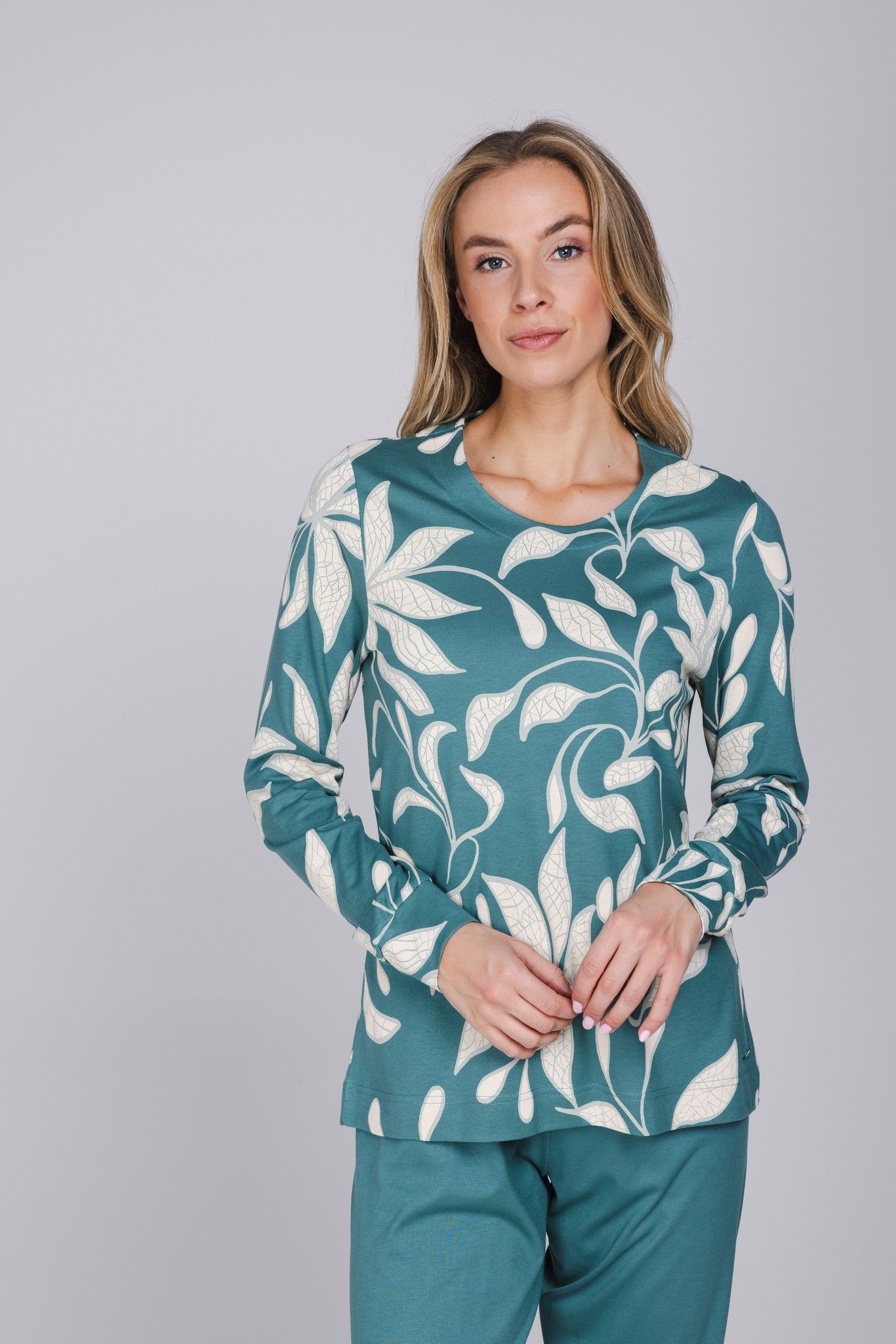 pastunette-nordic-leaf-pyjama-gr-n-baumwolle-modal-2 image 4