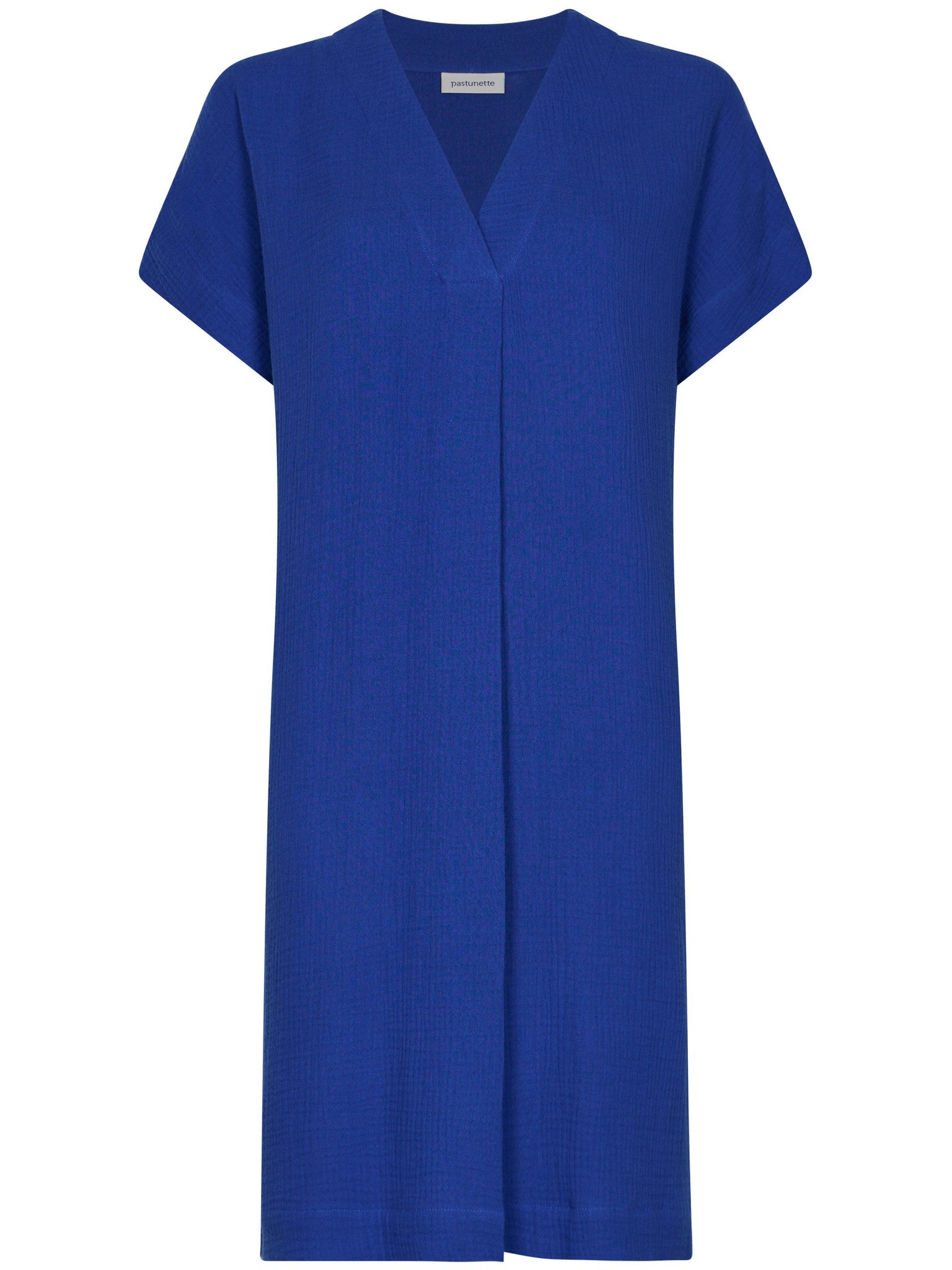 pastunette-cobalt-sea-kleid-blau-v-ausschnitt-baumwolle image 1
