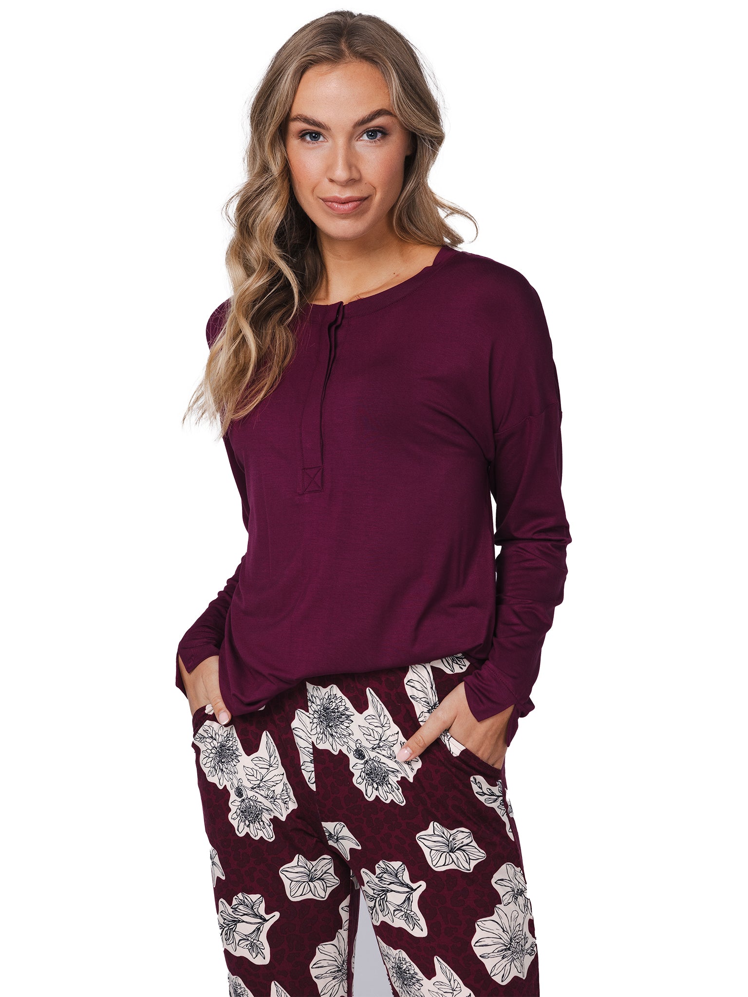 pastunette-premium-burgundy-dream-pyjama-rot-viskose image 6