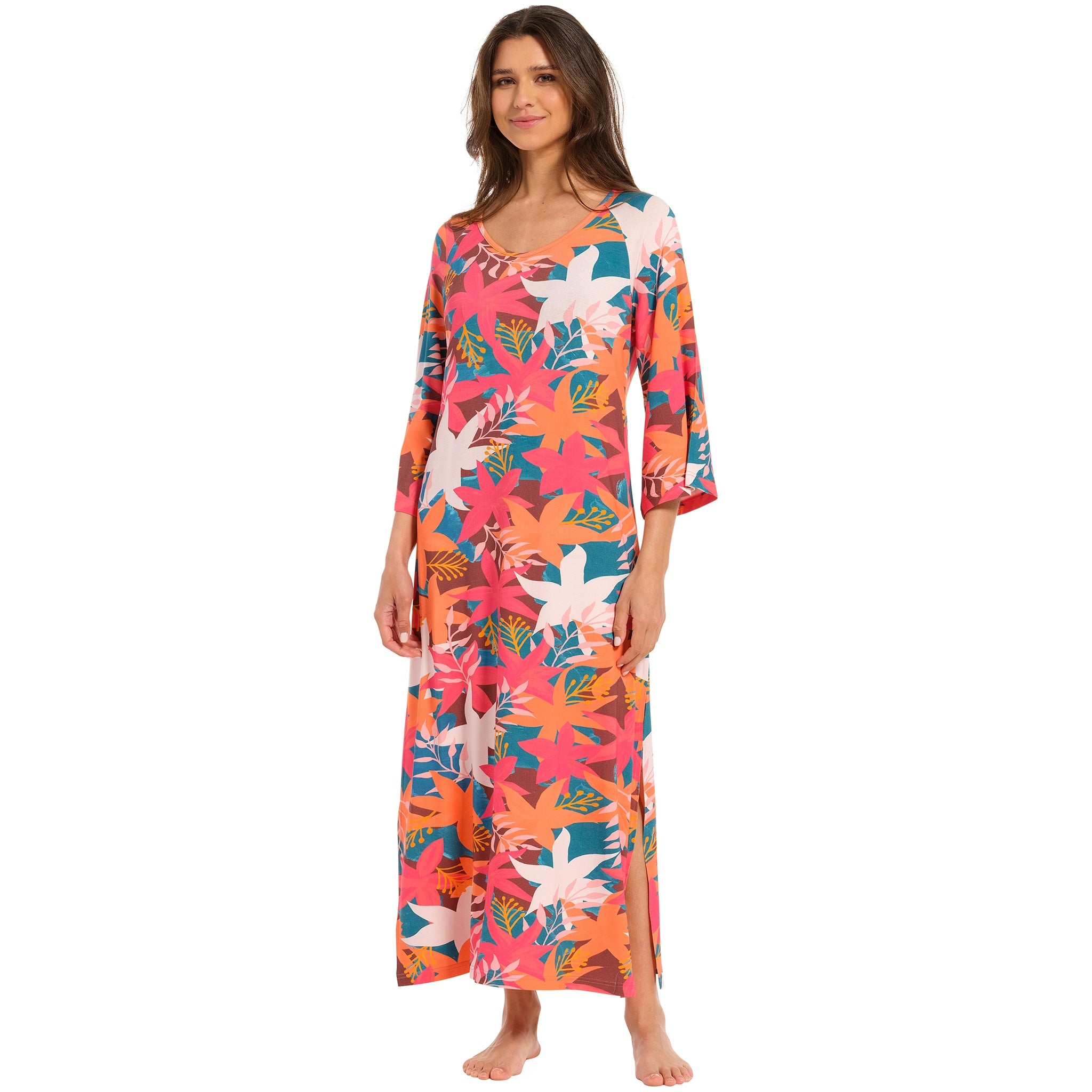 pastunette-beach-rugged-flower-kleid-rot-3-4-arm-viskose image 2