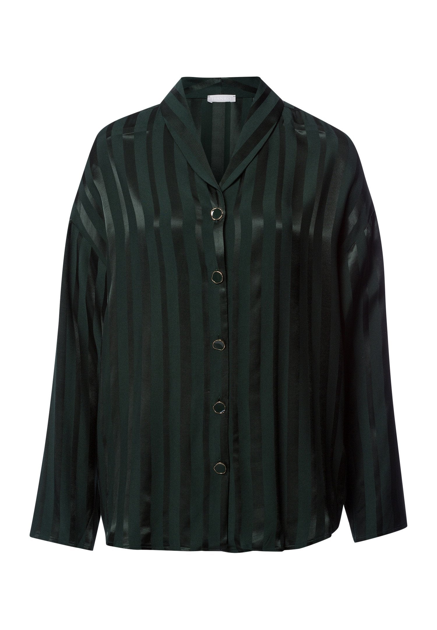 hanro-indra-langarm-shirt-dark-malachite-jacquard image 1