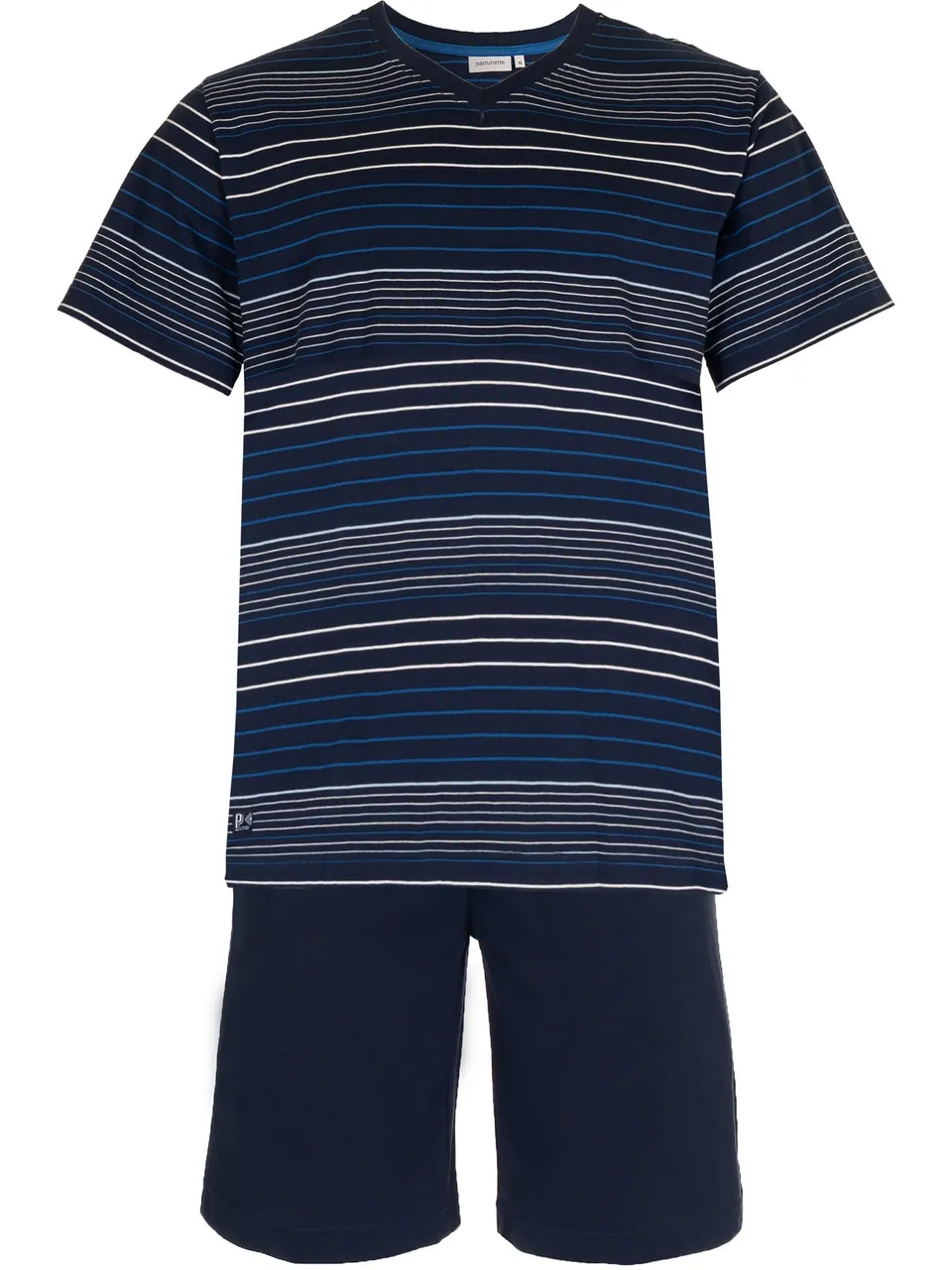 pastunette-shortama-shorty-pyjama-blau-gestreift-baumwolle image 1