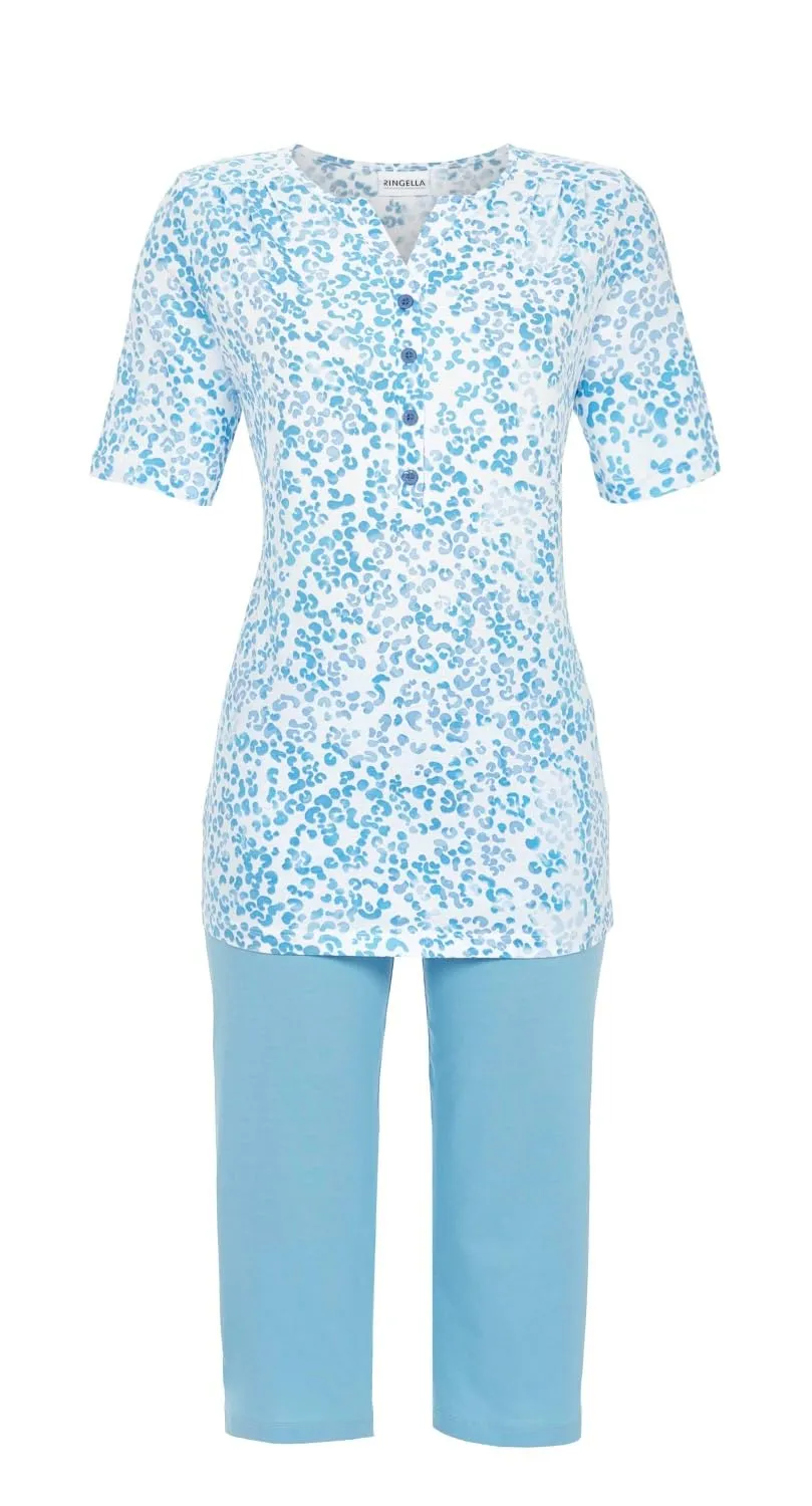 ringella-damen-schlafanzug-kurzarm-capri-leo-bleu-gr-36 image 1