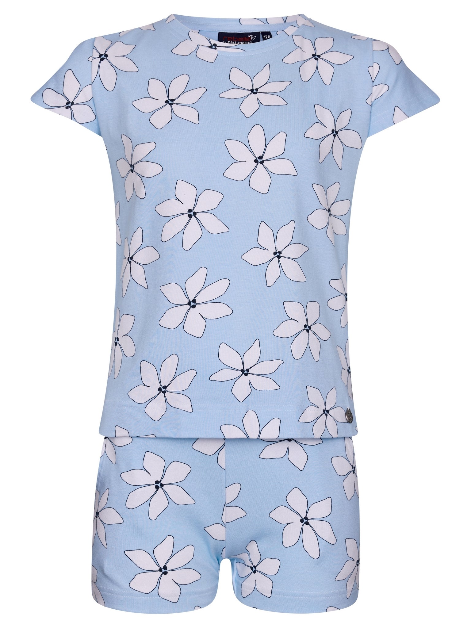rebelle-flower-shortama-hellblau-blumen-bio-baumwolle image 1
