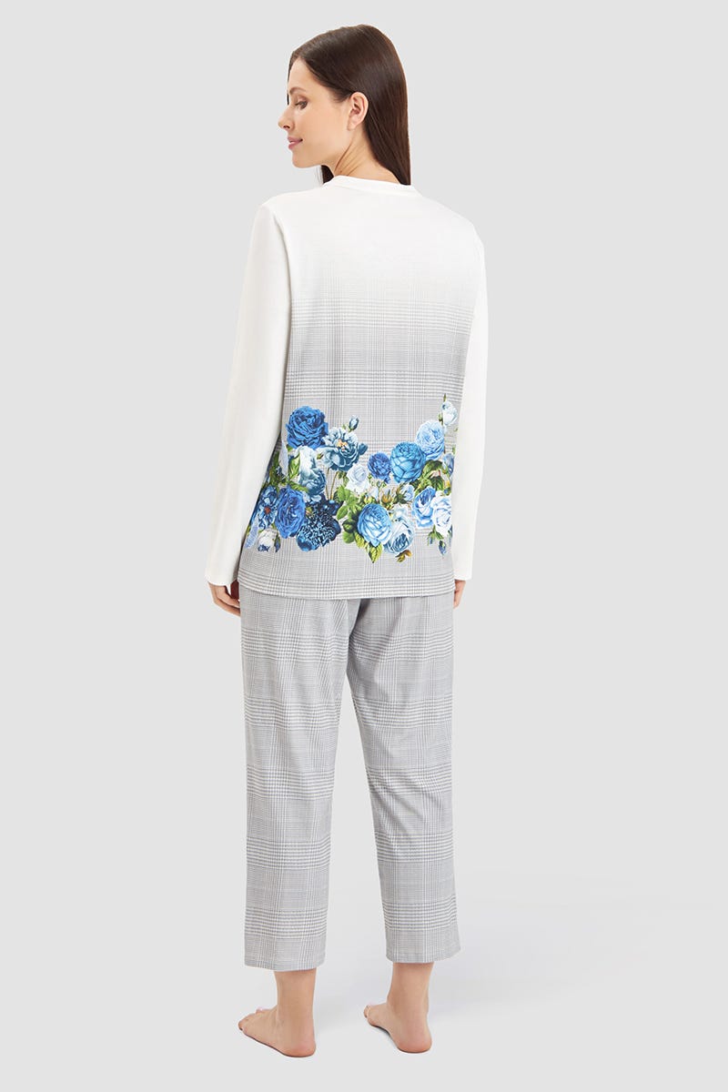 r-sch-be-happy-pyjama-7-8-blau-rosen-karo-langarm image 3