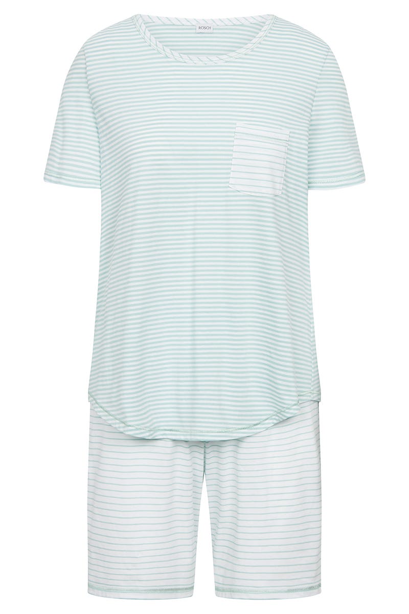 r-sch-be-happy-pyjama-kurz-damen-gr-n-ringeldruck-baumwolle image 2