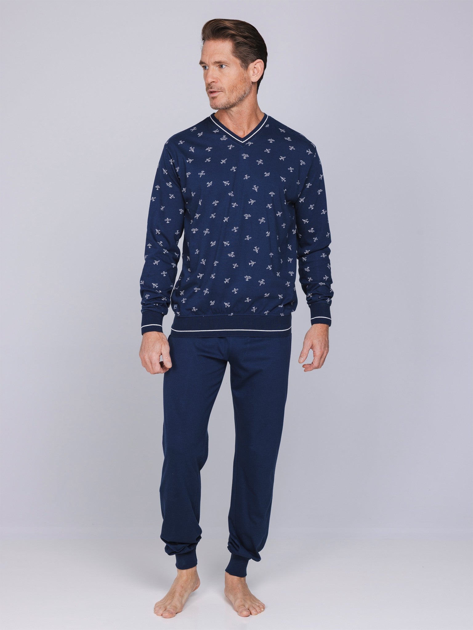 pastunette-cloud-navigator-pyjama-herren-blau-baumwolle image 3