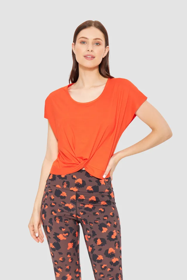 r-sch-be-happy-yoga-shirt-knoten-kurzarm-orange-baumwolle image 1